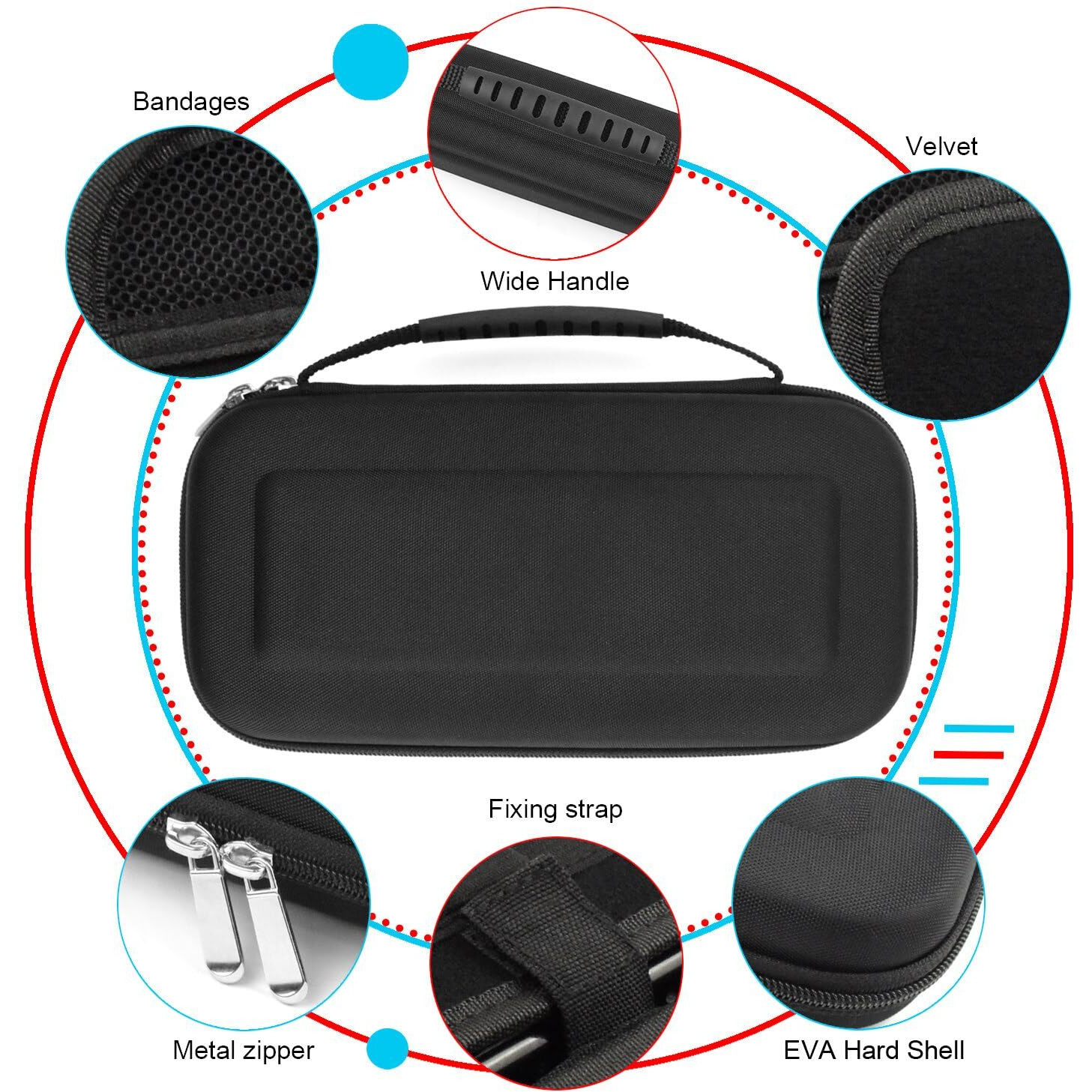 Accessories Kit For Nintendo Switch Games Starter, 2X Steering Wheel, 2X Grip Kit, 1X Travel Carry Case(5 In 1 Black)