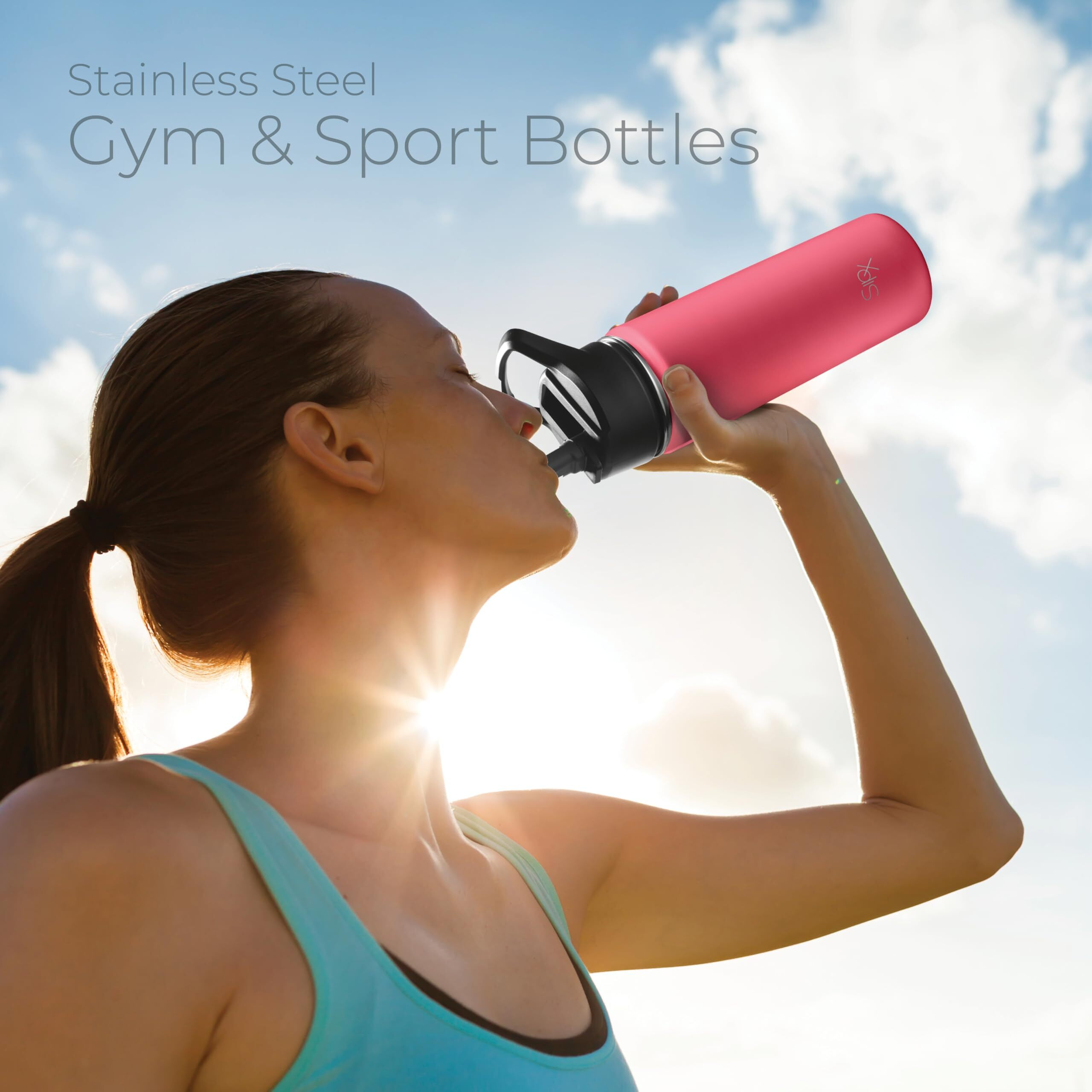 Sipx Triple-Insulated Stainless Steel Water Bottle 18Oz. With 3 Lids, Bpa-Free Reusable Insulated Water Bottle Keeps Cold 24 Hours, (Red)