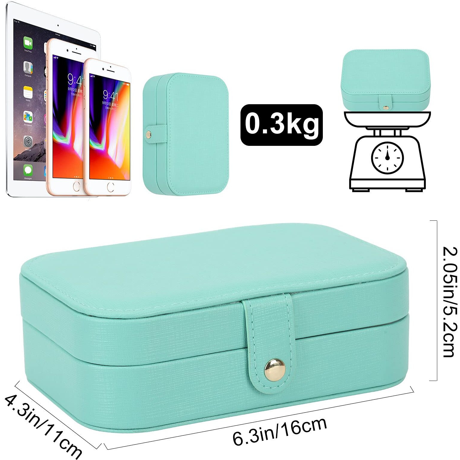 Feiscon Jewelry Box, Travel Jewelry Organizer Case Small Jewelry Storage And Organizers Craft Containers Travel Mini Organizer/Green