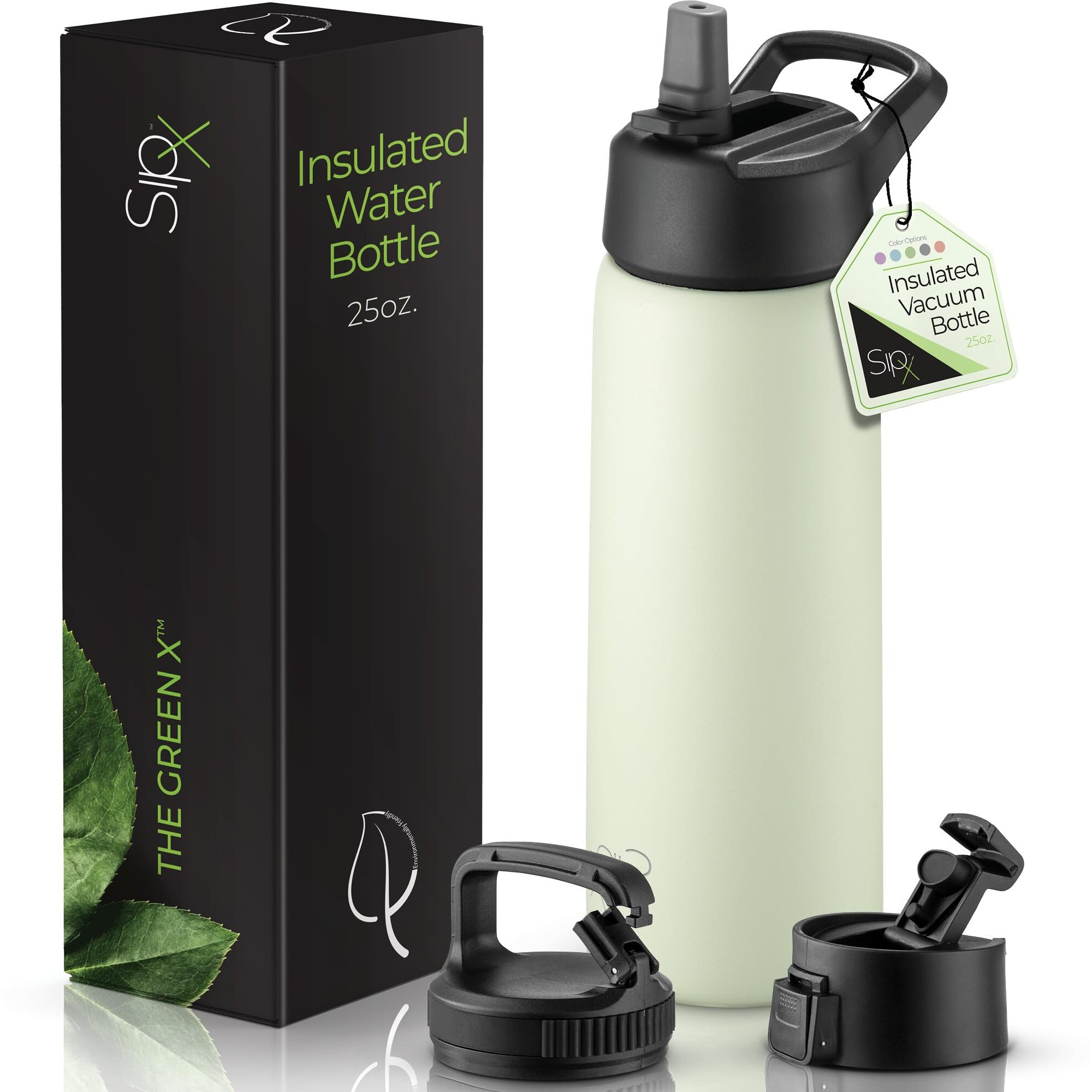 Sipx Triple-Insulated Stainless Steel Water Bottle 25Oz. With 3 Lids, Bpa-Free Reusable Insulated Water Bottle Keeps Cold 24 Hours, Metal Water Bottle Made Of Sustainable Material For Hiking & Biking