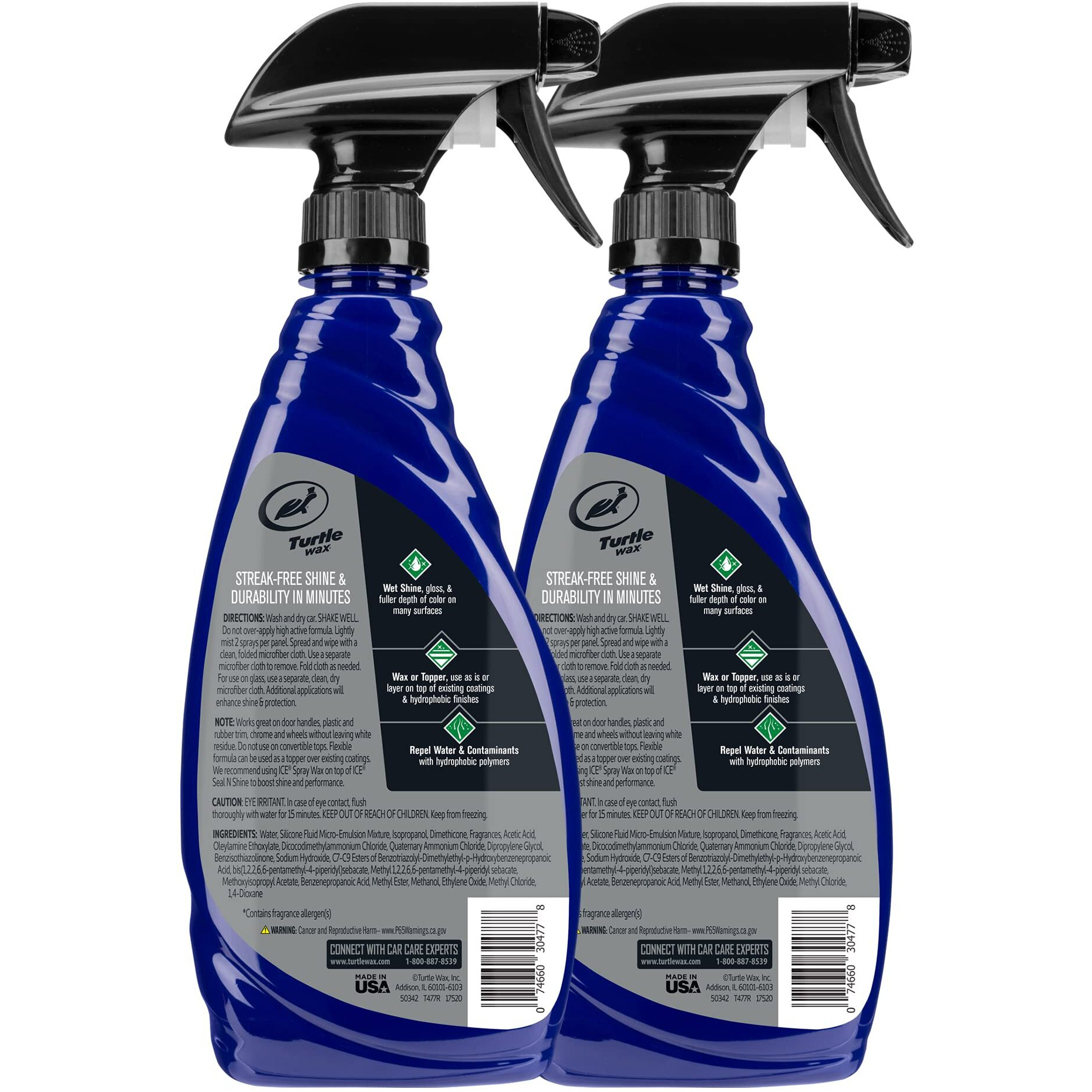 Turtle Wax 53878 Ice Spray Wax, Ultimate High Shine Wax Finish, For Use On Car Paint, Trim And Plastics, Safe For Motorcycles, Rv's, Trucks And More, 20 Oz. (Pack Of 2)
