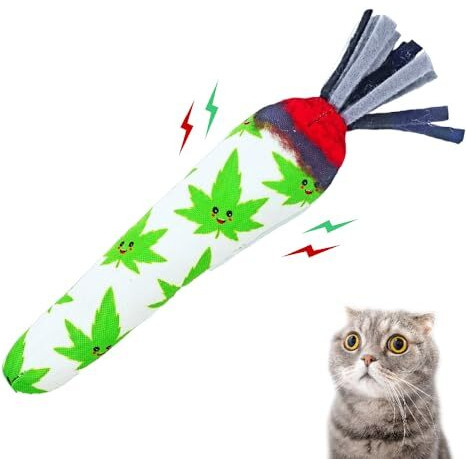 Toygenics - Catnip Toys For Indoor Cats, Cat Toy For Cat Enrichment, Durable Catnip Cat Wand Toy W/String Ends, Cat Toys For Indoor Cats/Cat Birthday/Kitten Toys (Cartoon Doobie, Original)