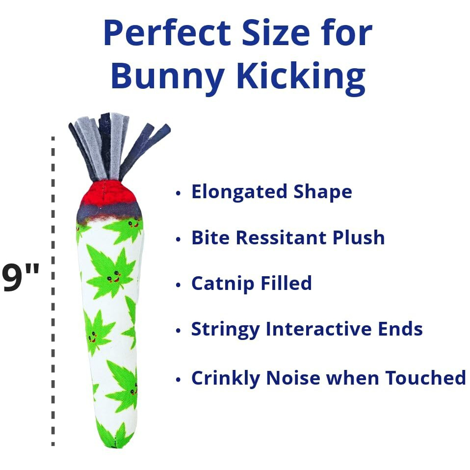 Toygenics - Catnip Toys For Indoor Cats, Cat Toy For Cat Enrichment, Durable Catnip Cat Wand Toy W/String Ends, Cat Toys For Indoor Cats/Cat Birthday/Kitten Toys (Cartoon Doobie, Original)