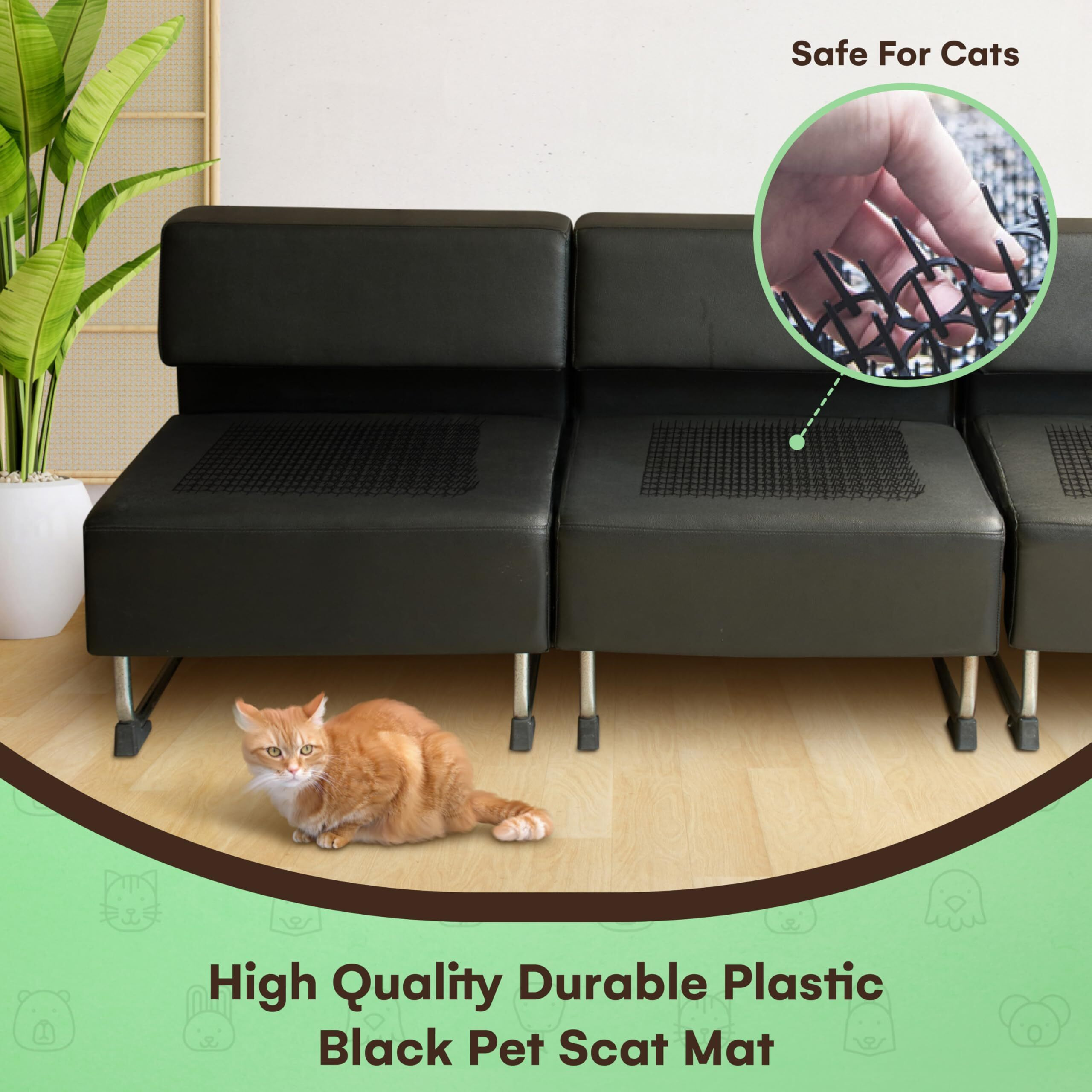 Homarden Cat Scat Mat 6 Piece Set - 19 X 5 In - Cat Indoor/Outdoor Deterrent Pad - Dog And Cat Spike Mat Anti-Dig For Garden - Cat Anti- Scratch Mat With 1 Inch Plastic Spikes