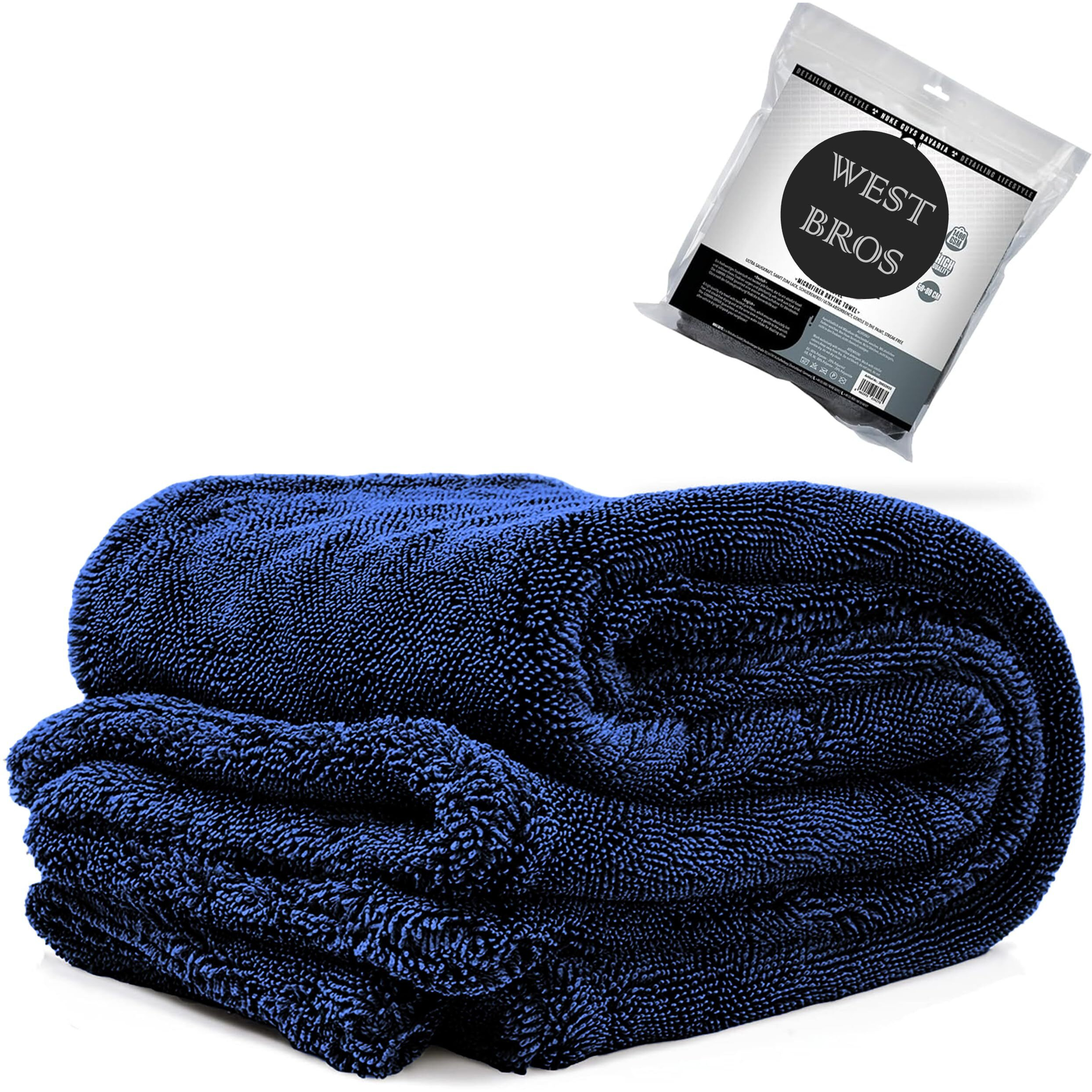 Microfiber Car Drying Towel 1300 Gsm Double Twisted Loop - Premium Extra Large Auto Wash Towel For Cars Trucks Suv - Super Absorbent Detailing Cleaning Cloth Xl 40X24 1-Pack (Navy)