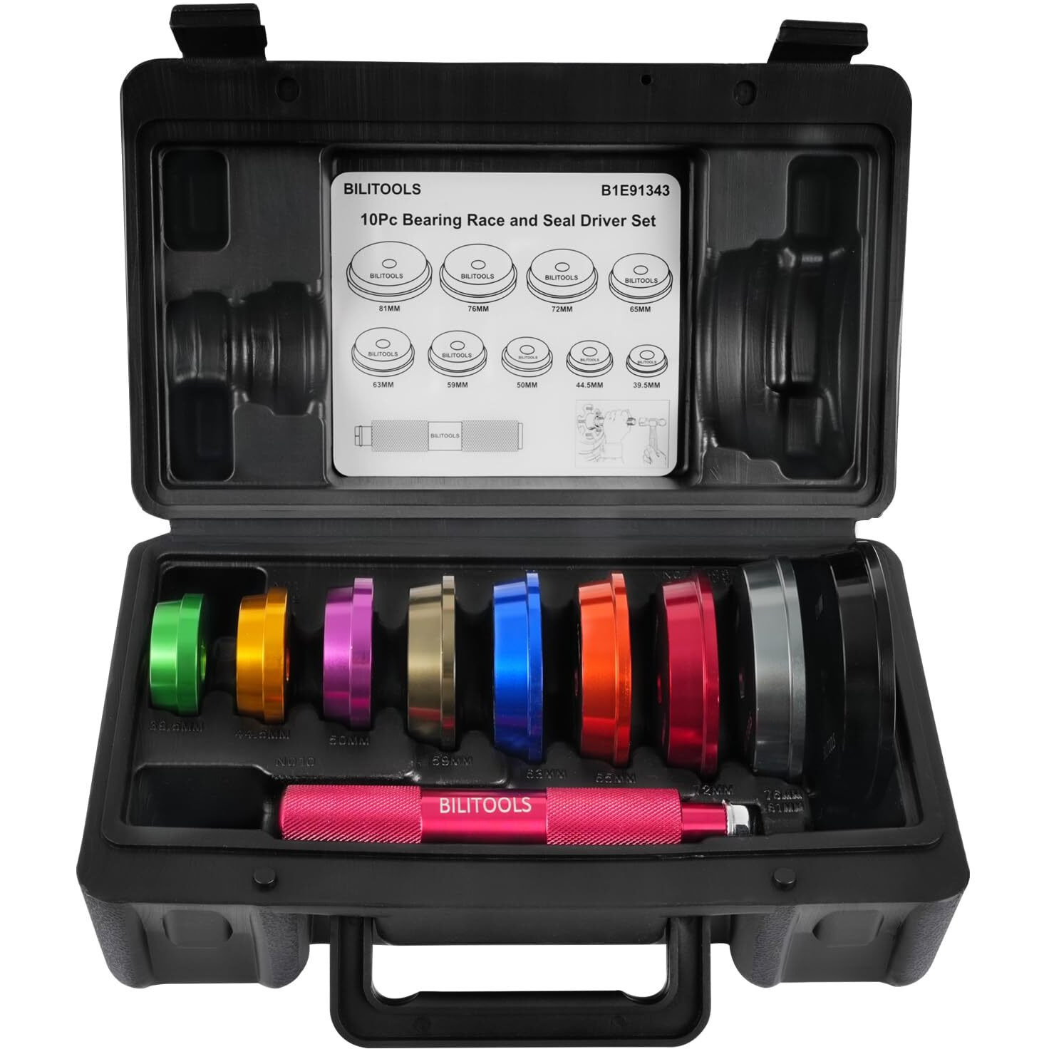 Bilitools Bearing Press Kit, 10 Piece Bearing Race And Seal Driver Set, Seal Driver Installer Set For Bearing Installation