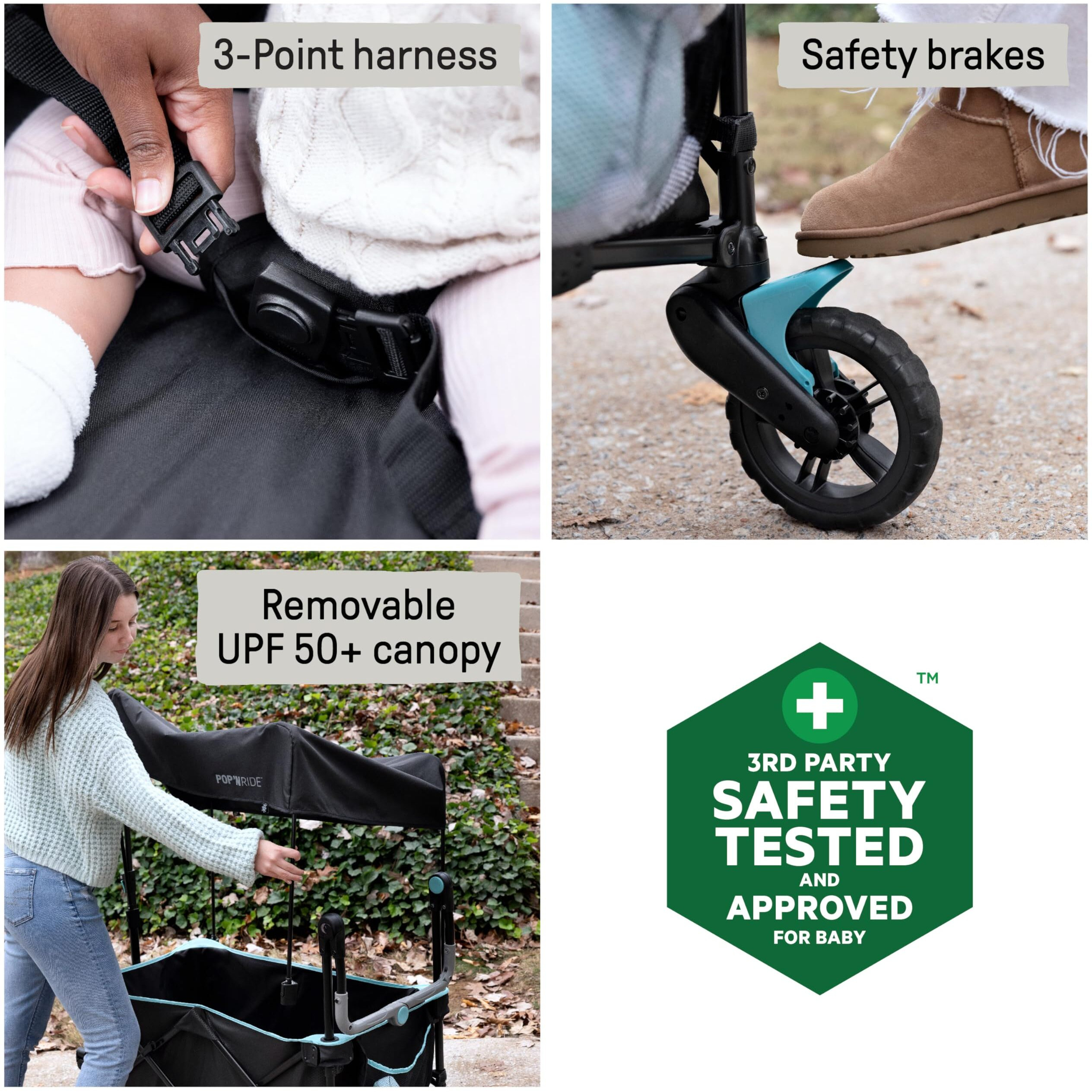 Summer By Ingenuity Pop 'N Ride Lightweight Stroller Wagon - Face-To-Face Seats For 2 With 3-Point Harnesses & Sun Canopy