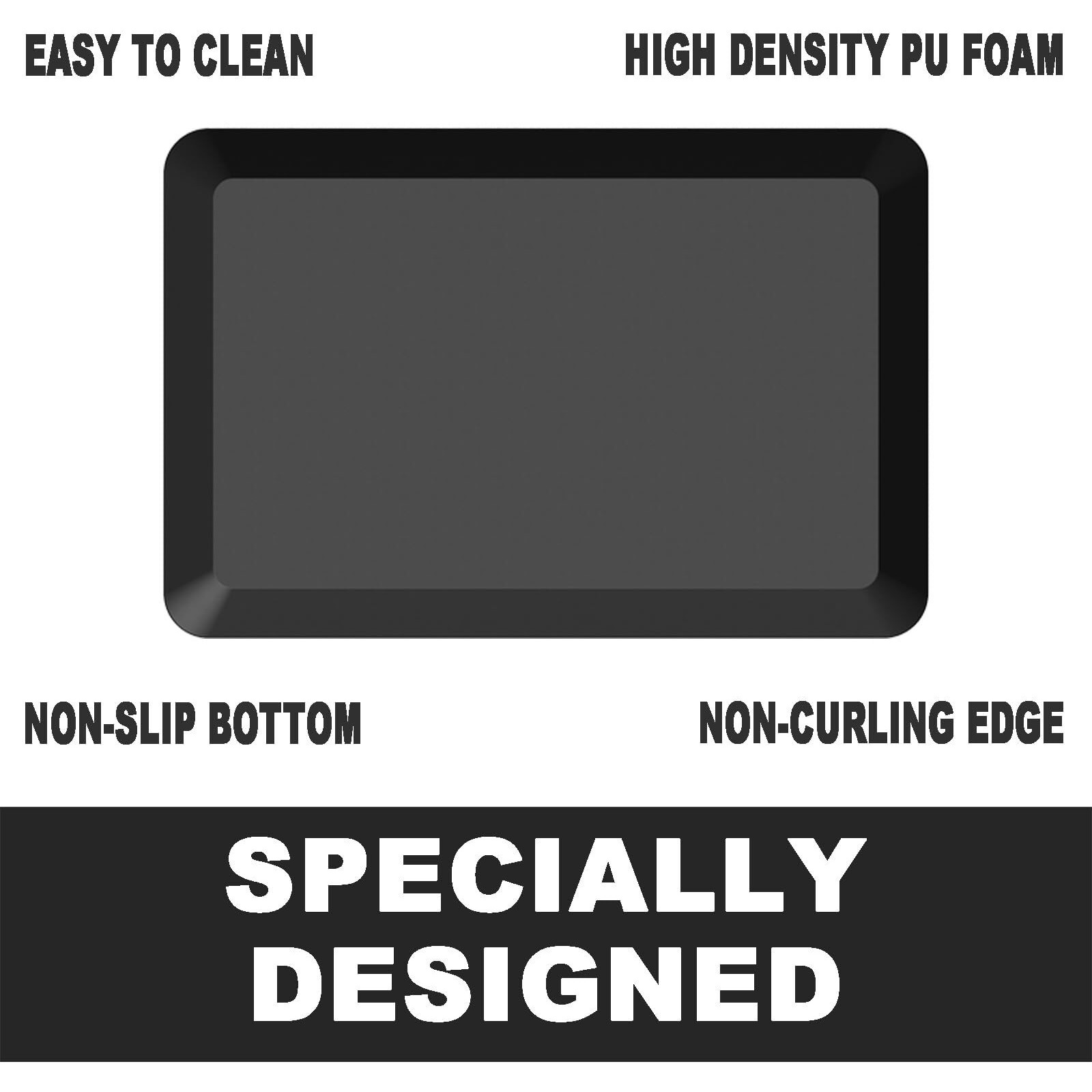 1"" Extra Thick Anti Fatigue Floor Mat,Kitchen Mat, Standing Desk Mat - Comfort At Home, Office, Garage - Advanced Pu Foam (Black, 30"" L X 17"" W)