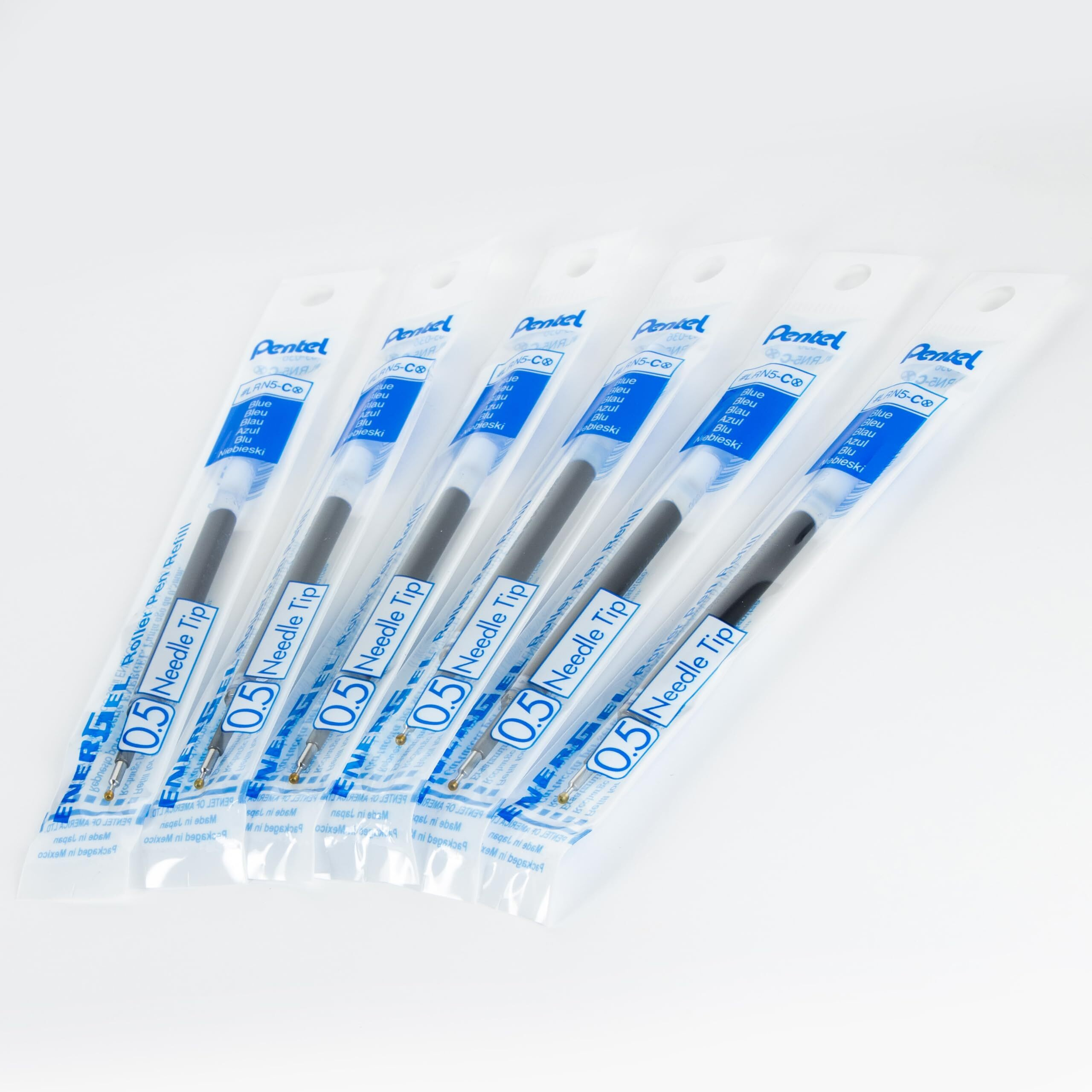 Pentel Refill Ink - For Energel Gel Pen, 0.5Mm Needle Tip, Fine, Blue Ink, Pack Of 6 Refills (Lrn5-6C)