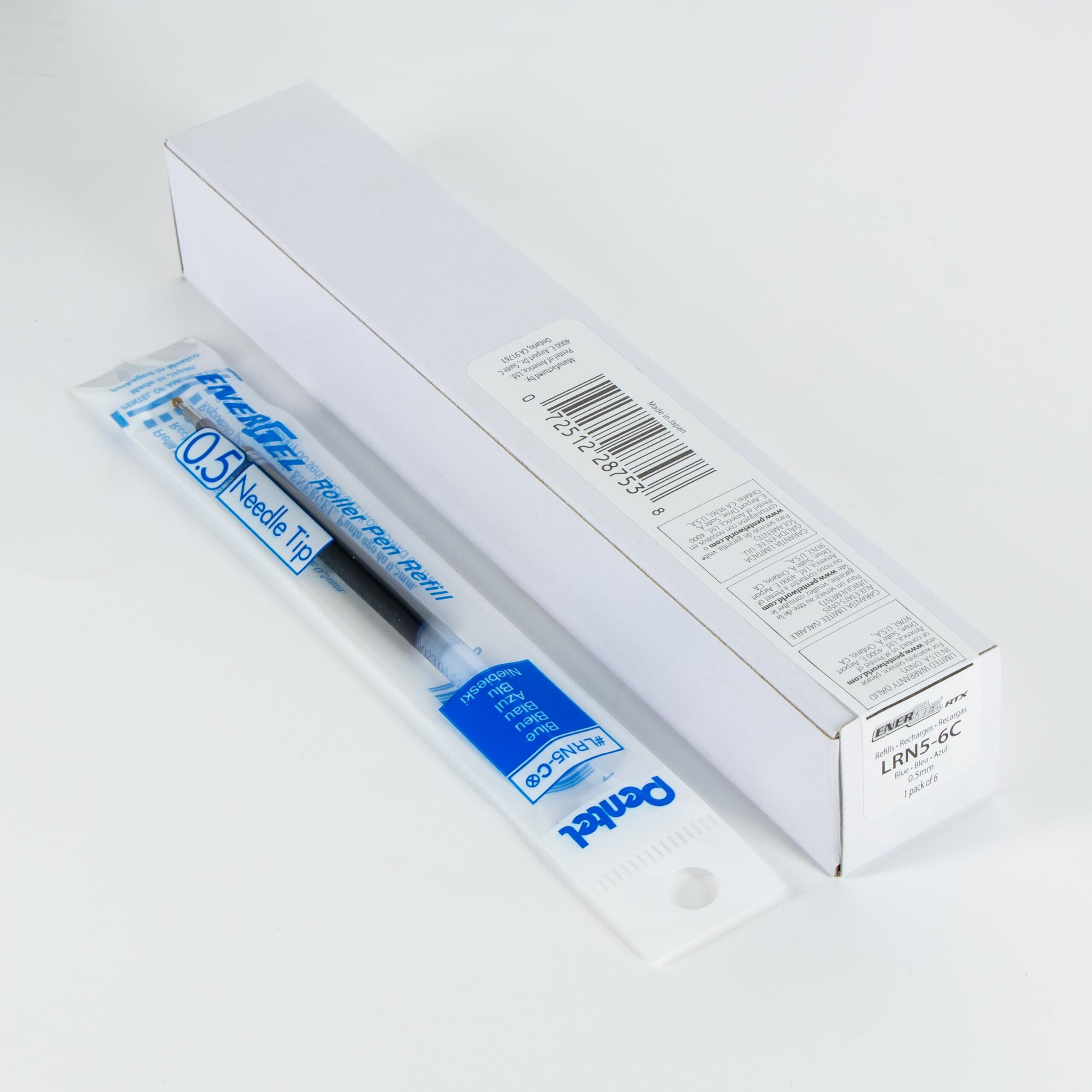 Pentel Refill Ink - For Energel Gel Pen, 0.5Mm Needle Tip, Fine, Blue Ink, Pack Of 6 Refills (Lrn5-6C)