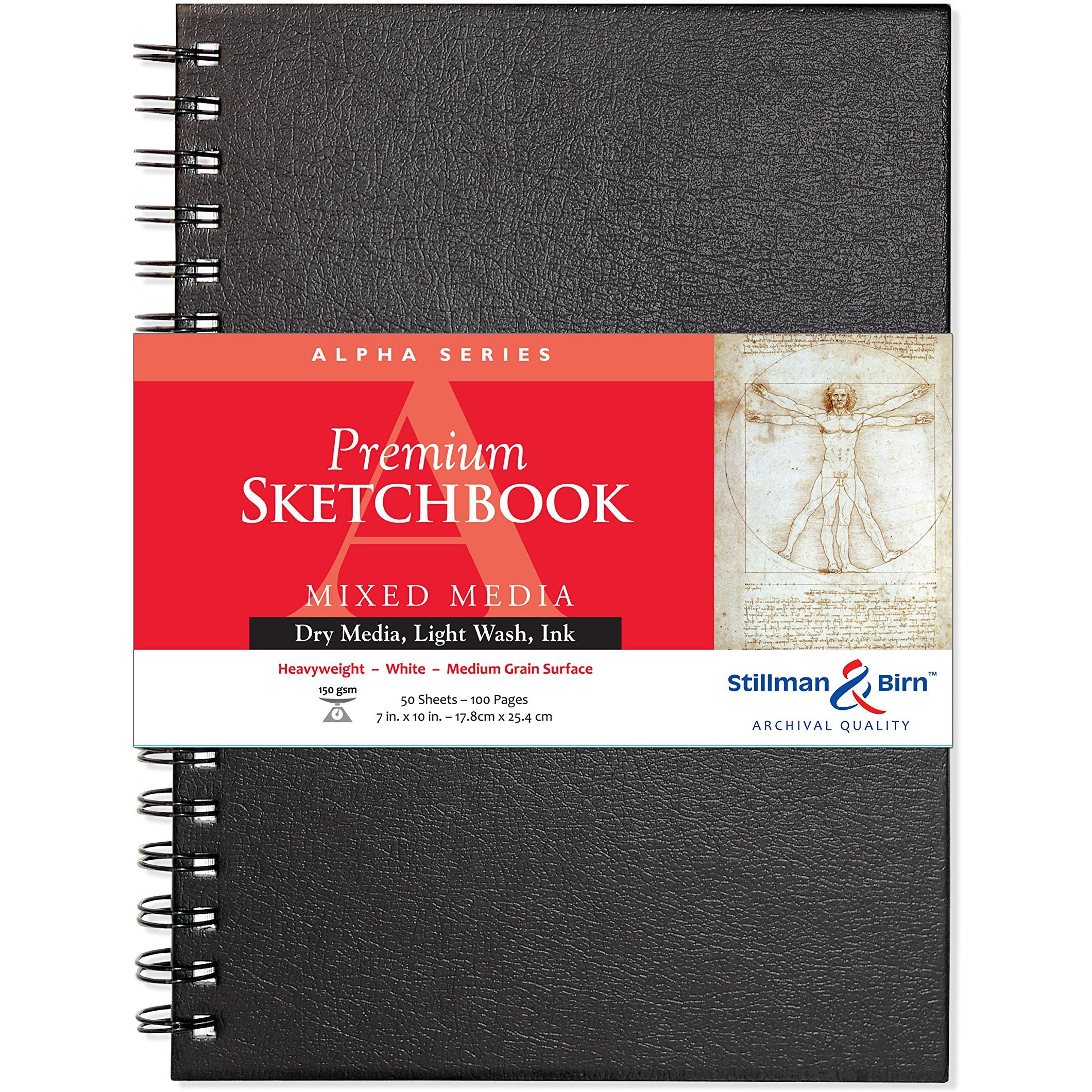 Stillman & Birn Alpha Series Wirebound Sketchbook, 7"" X 10"", 150 Gsm (Heavyweight), White Paper, Medium Grain Surface