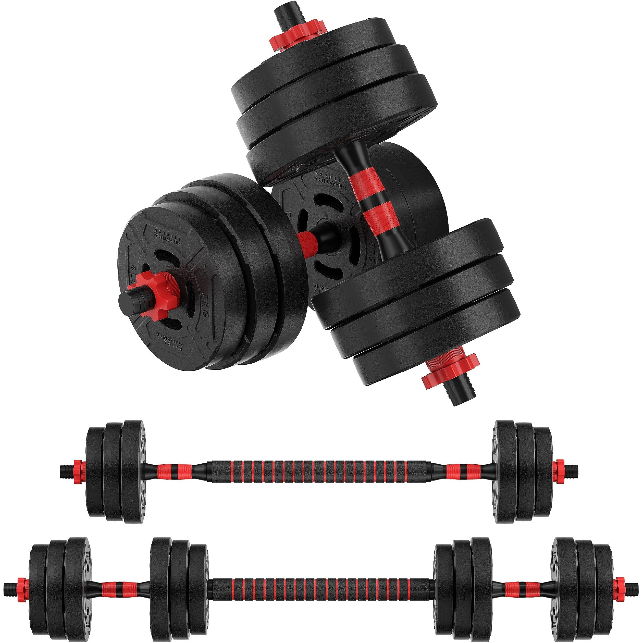 Fitvids 60Lb 2-In1 Portable Changeable Dumbbell And Barbell Kettlebell Set With Adjustable Weights