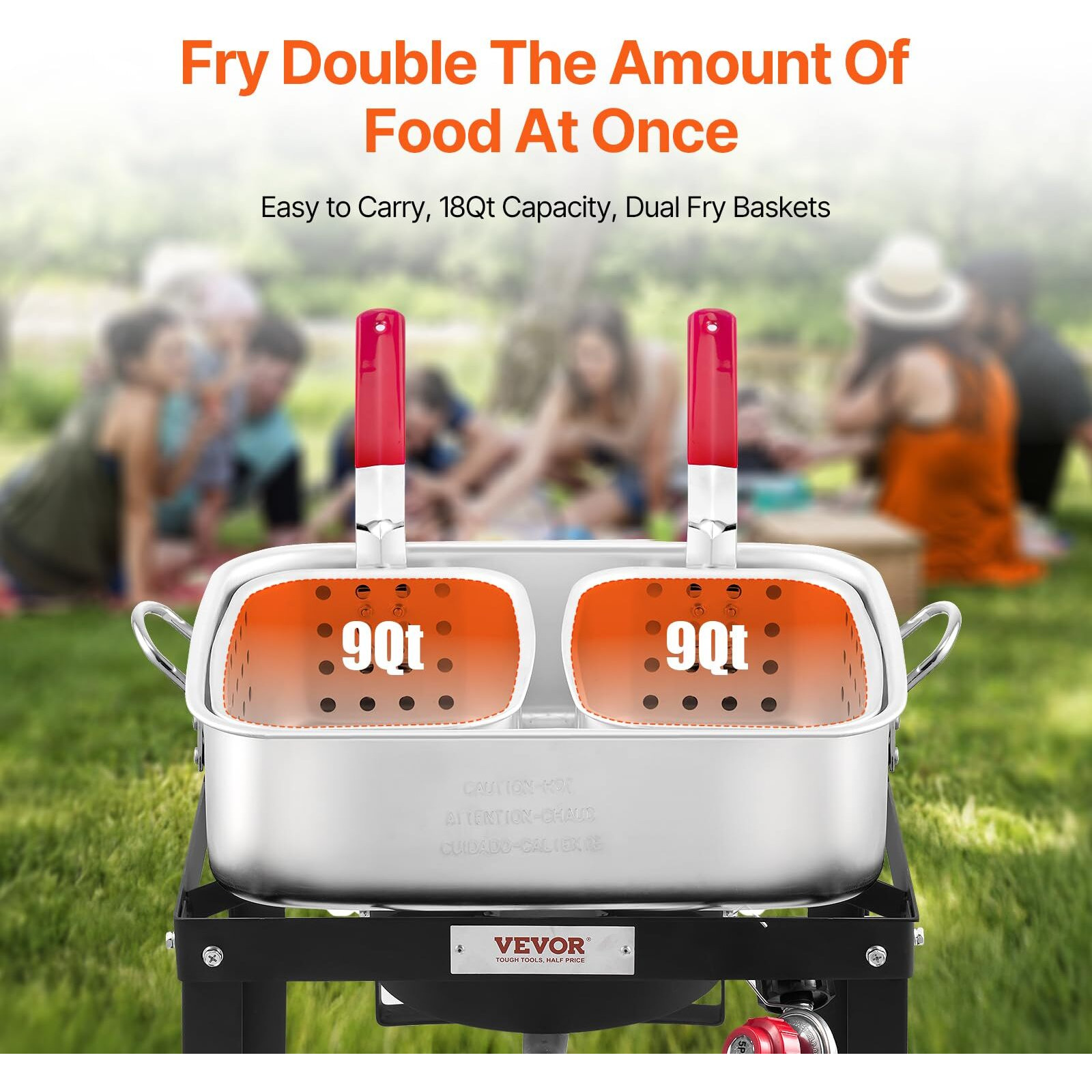 Vevor 18 Qt Fish And Wing Fryer With Double Basket, Aluminum Propane Fish Fryer Kit, Outdoor Deep Fryer Seafood Pot With Thermometer And 58,000 Btus Propane Burners, For Outdoor And Backyard Cooking