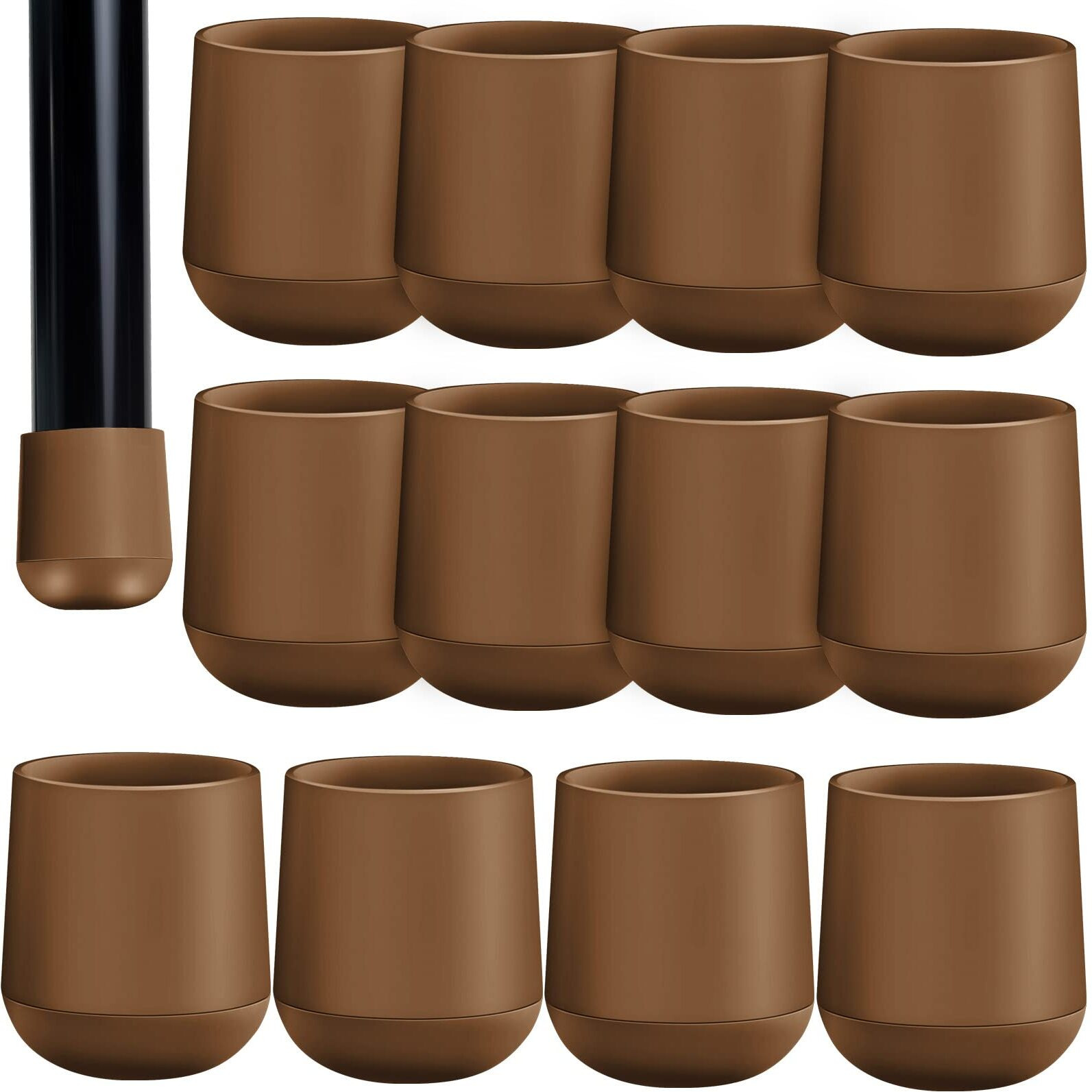 7/8 Inch Folding Chair Leg Caps Heavy-Duty Plastic Chair End Caps Non-Marring Furniture Glides Round Hardwood Floor Protectors(Beige,12 Pieces)