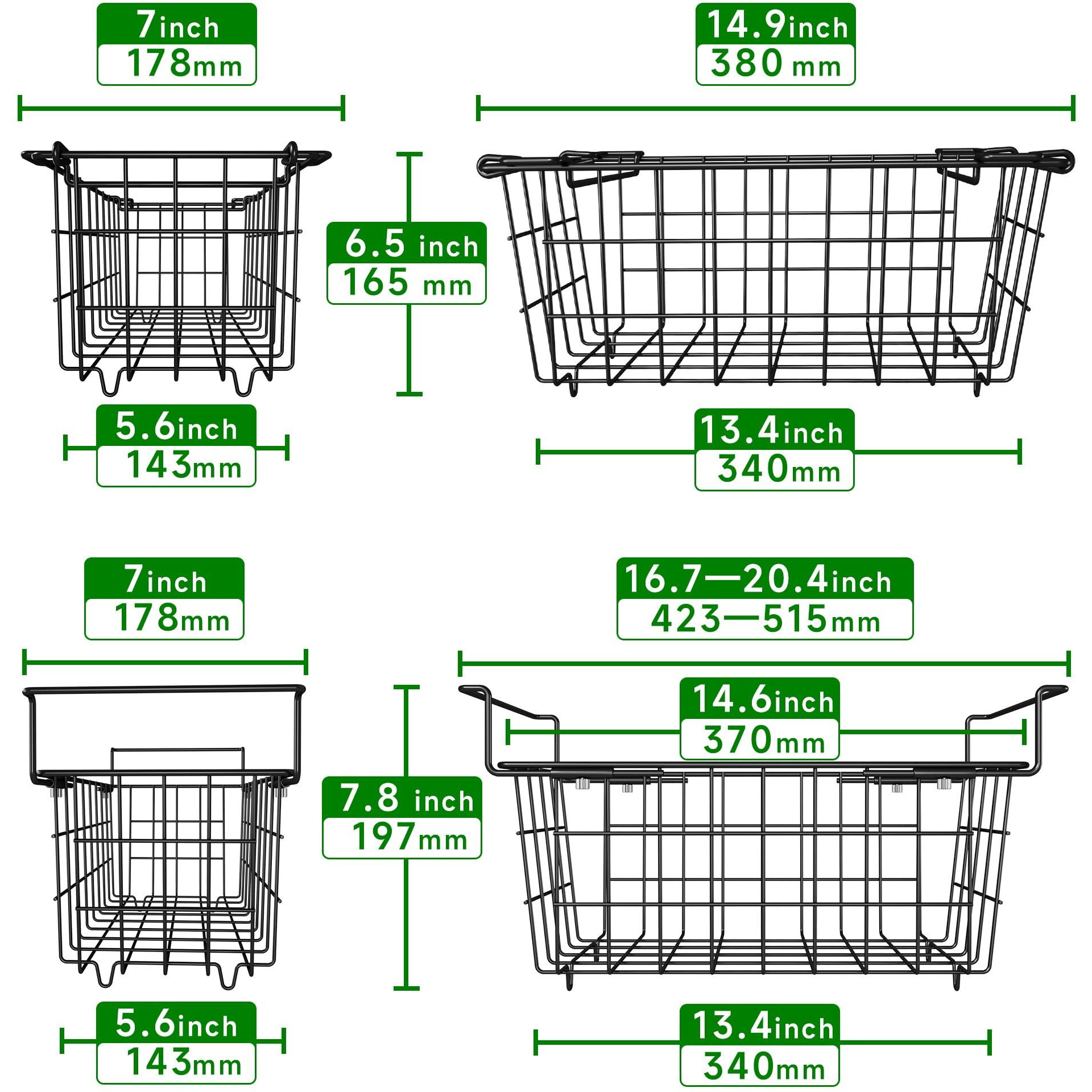 Freezer Baskets For Chest Freezer, Freezer Organizer Bins, 2 Pack Stackable Deep Chest Freezer Organizer & 1 Pack Adjustable Hanging Chest Freezer Organizer For 5-7 Cu.Ft Deep Freezer Sort Frozen Food