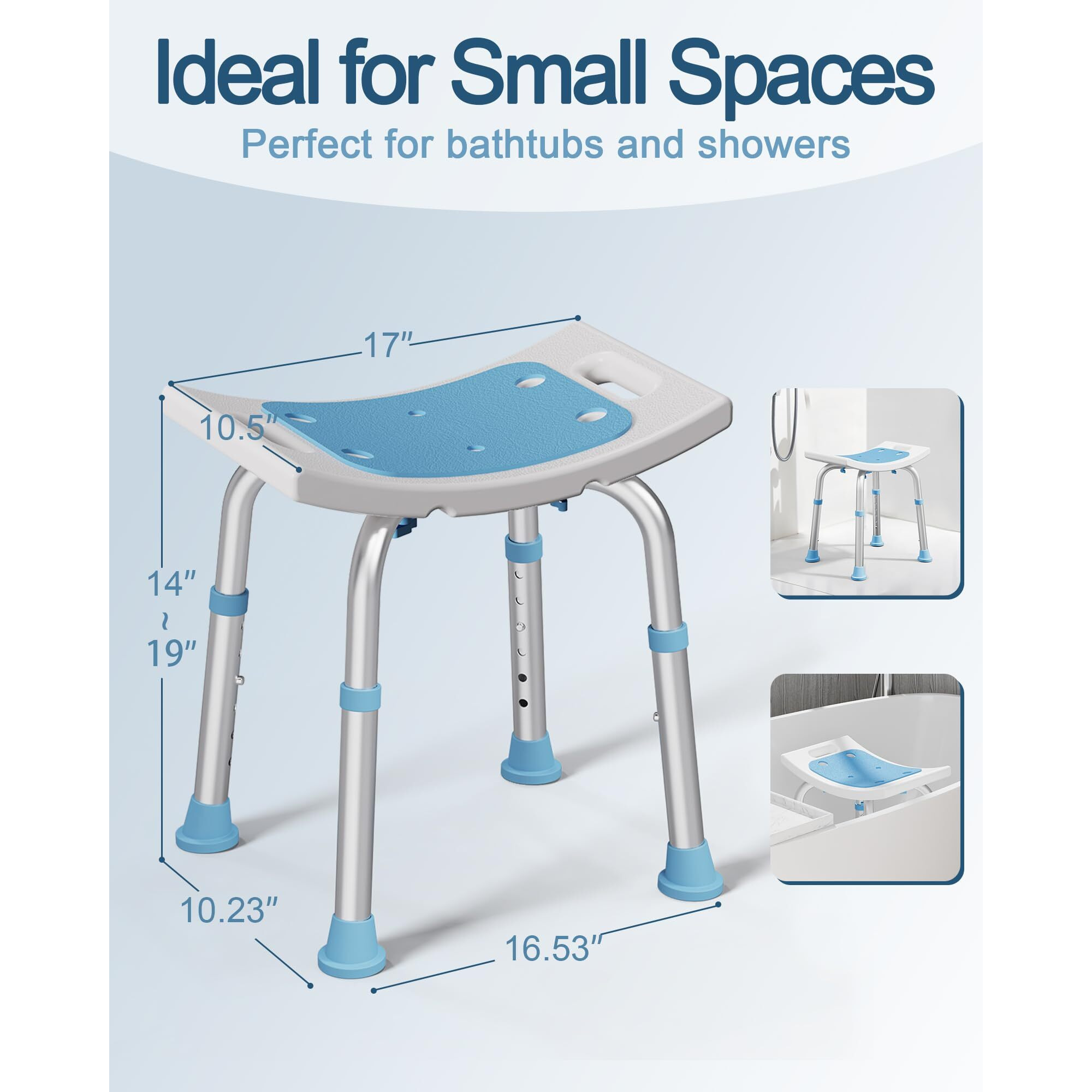 Homland Shower Chair For Inside Shower, Fsa/Hsa Eligible 400 Lbs Adjustable Shower Stool With Suction Feet, Shower Seat For Inside Tub Bathroom Bench Bath Chair For Elderly And Disabled