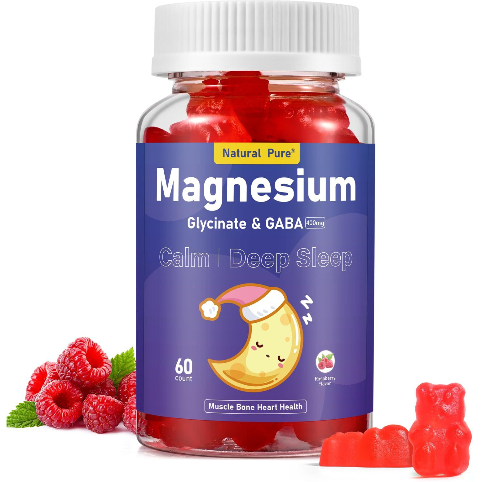 Magnesium Glycinate Gummies With Gaba For Clam And Bed Time 400Mg Sugar Free Magnesium Glycinate Supplement With Vitamin D, B6, And Coq10 For Calm & Bed Time For Kids Adults