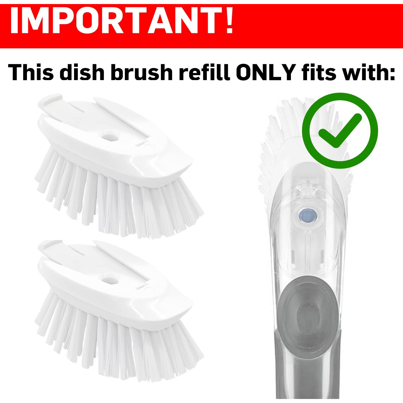 Dish Brush Refill, 4 Pack Dish Brush Replacement Head For Oxo Dish Brush, Brush Dispenser Refill Fits Soap Dispensing Handle