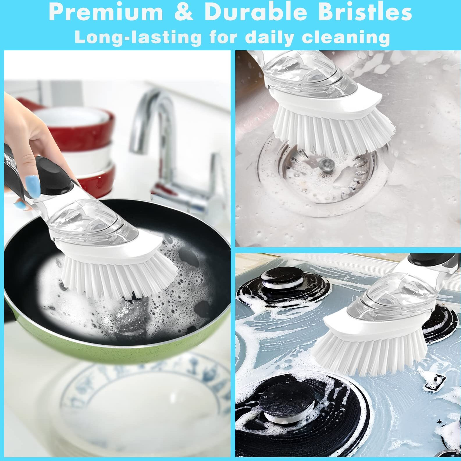 Dish Brush Refill, 4 Pack Dish Brush Replacement Head For Oxo Dish Brush, Brush Dispenser Refill Fits Soap Dispensing Handle