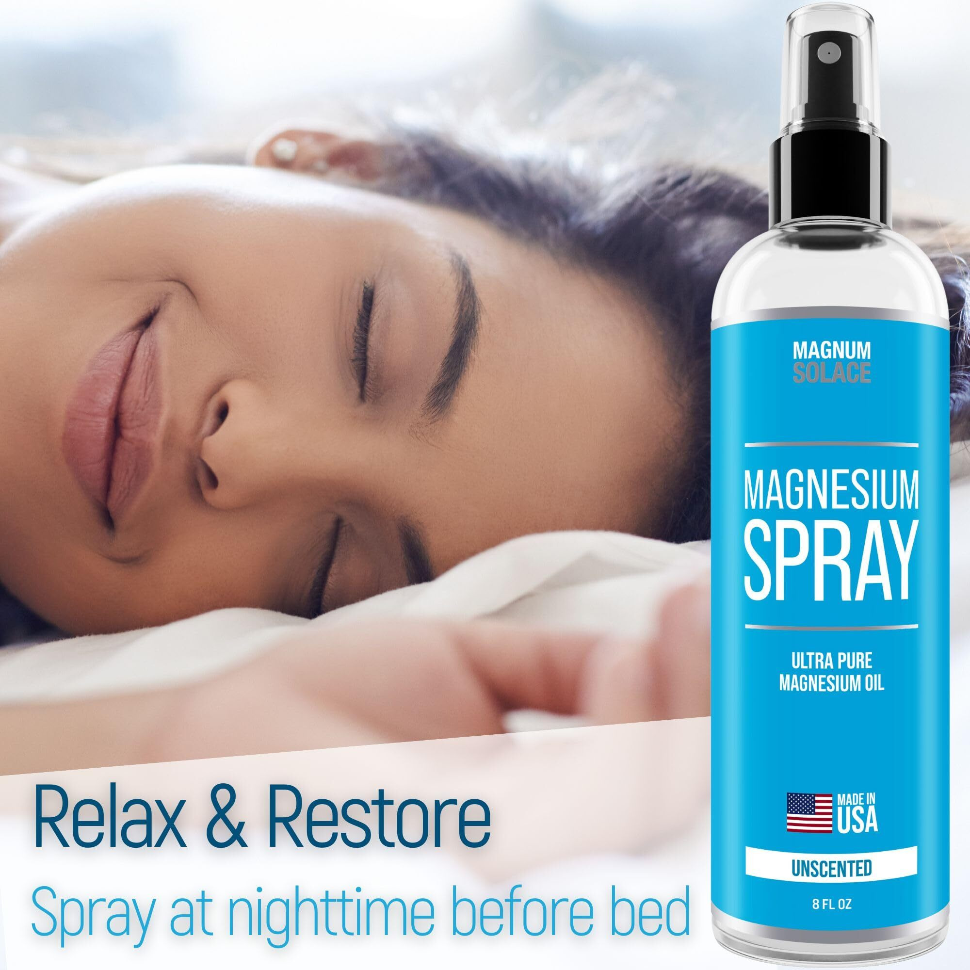 Magnesium Spray - Big 8 Oz Usp Grade Pure Magnesium Oil Spray - Made In Usa Since 2008