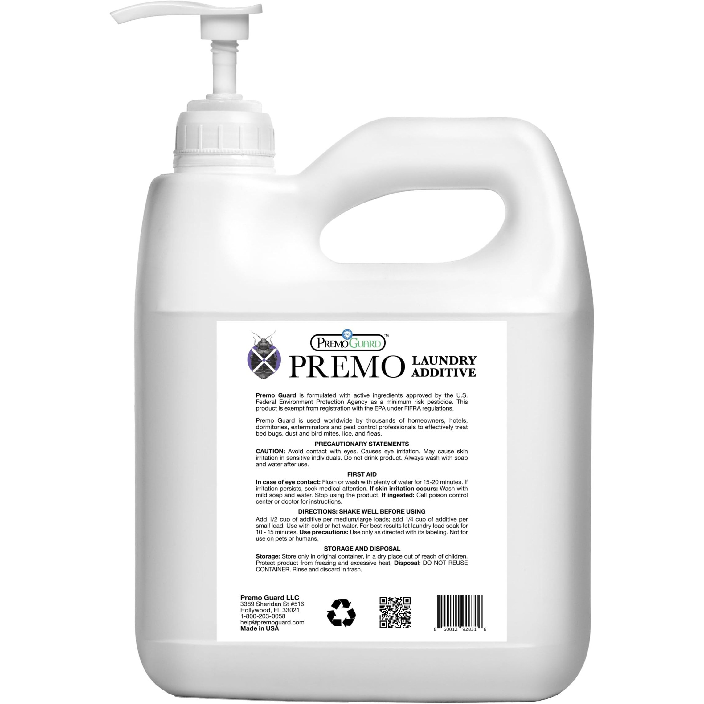 Premo Guard Bed Bug, Mite & Lice Laundry Detergent Additive 64 Oz - Child & Pet Friendly - Stain & Odor Free - Best Natural Non-Toxin Treatment