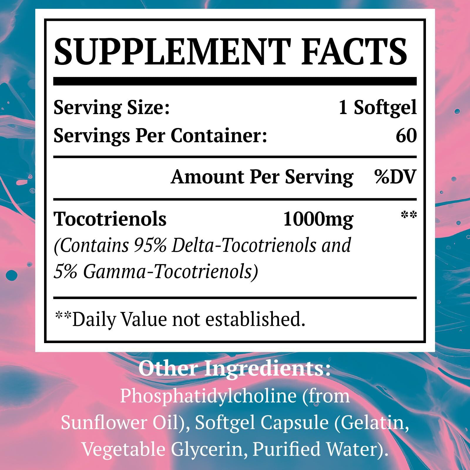 Sveikata Liposomal Tocotrienols Supplement 1000Mg, Vitamin E, Advanced Formula With 95% Delta-Tocotrienols & 5% Gamma-Tocotrienols - 60 Softgels (2 Bottles)