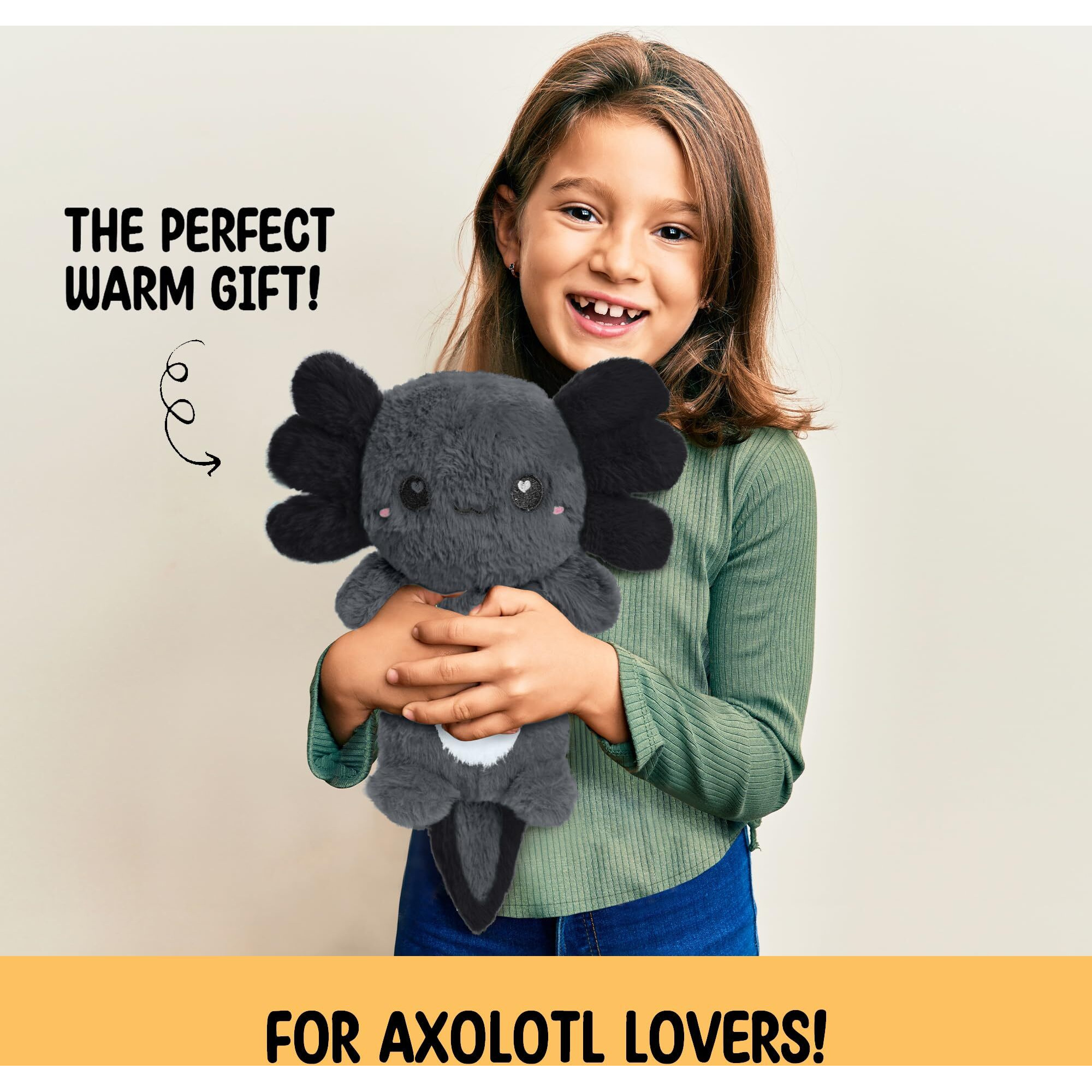Axolotl Microwavable Unscented Heating Pad For Women And Kids- Cute Soft Cozy Pillow Plush Heatable Warm Stuffed Animals - Kawaii Hot And Cold Plushie Food Toy - Axolotl Gifts For Girls And Boys