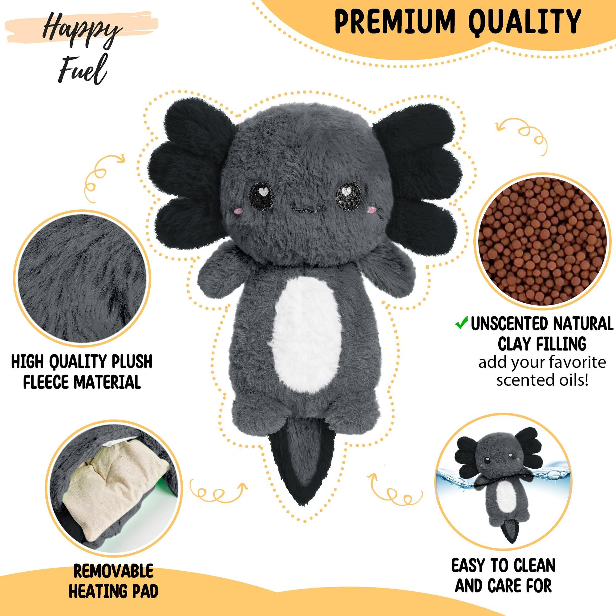 Axolotl Microwavable Unscented Heating Pad For Women And Kids- Cute Soft Cozy Pillow Plush Heatable Warm Stuffed Animals - Kawaii Hot And Cold Plushie Food Toy - Axolotl Gifts For Girls And Boys