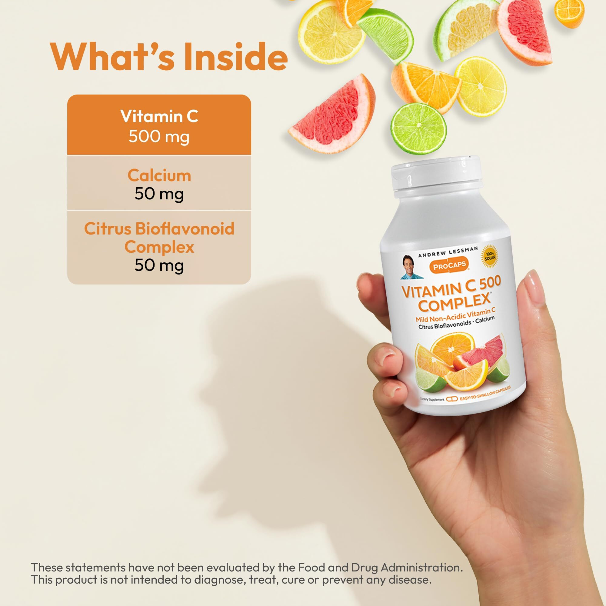 Andrew Lessman Vitamin C 500 Complex 60 Capsules - Non-Acidic Vitamin C Plus Citrus Bioflavonoids For Immune System And Anti-Oxidant Support, No Stomach Upset, Small Easy To Swallow Capsules
