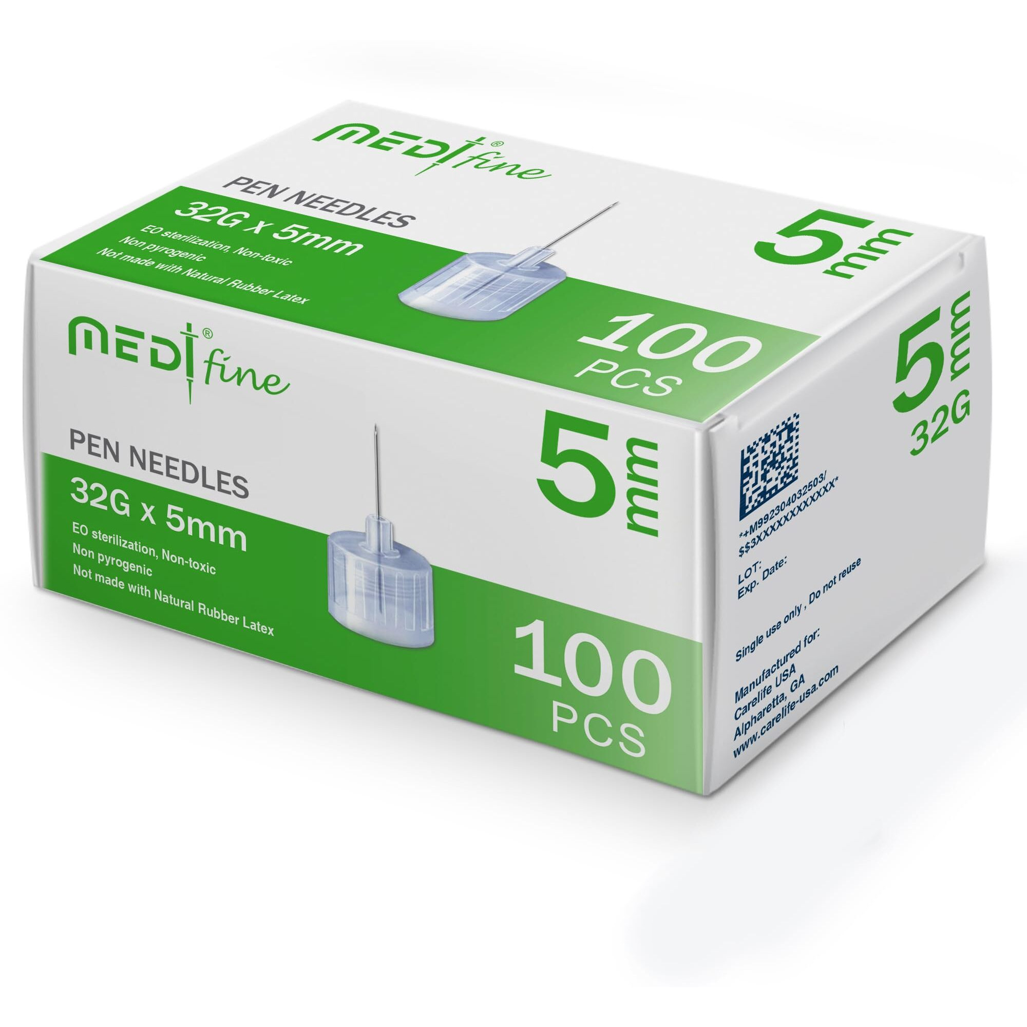 Medt - Fine Insulin Pen Needles (32G 5Mm) - Diabetic Needles For Insulin Injections, Ultra Fine Compatible With Most Diabetes Pens - 100 Ct, Pack Of 1