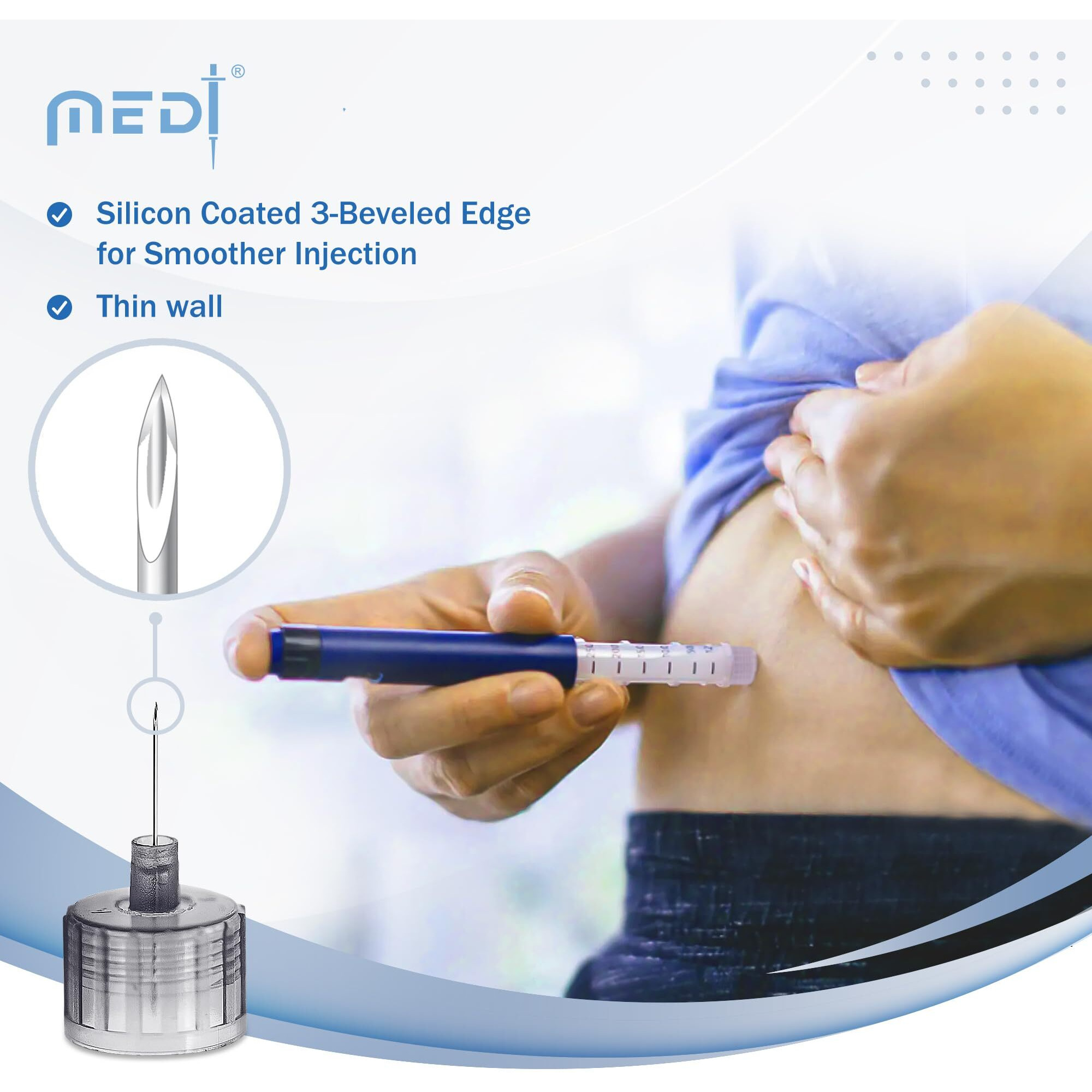 Medt - Fine Insulin Pen Needles (32G 5Mm) - Diabetic Needles For Insulin Injections, Ultra Fine Compatible With Most Diabetes Pens - 100 Ct, Pack Of 1