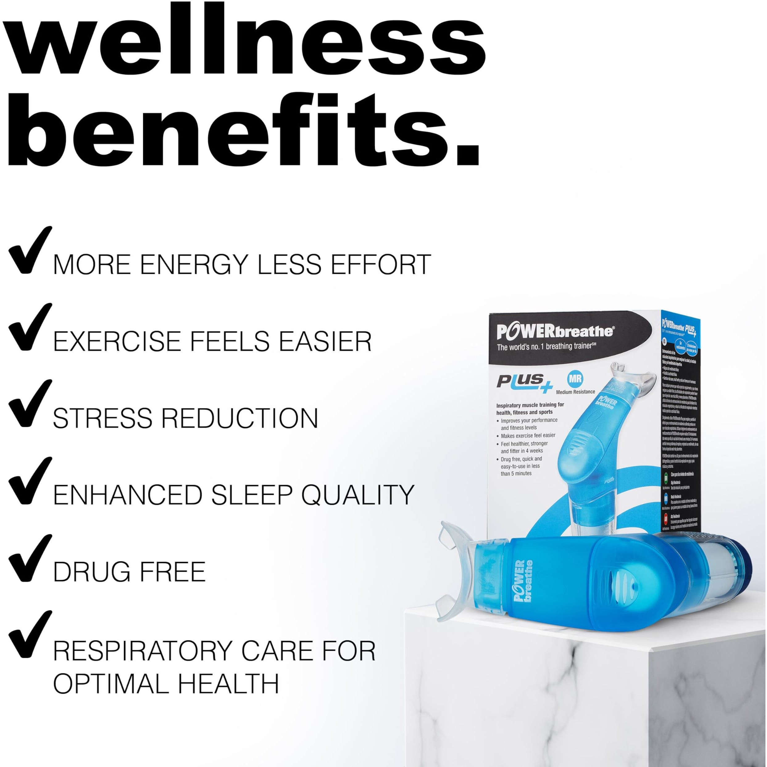 Powerbreathe - Breathing Exercise Device For Lungs, Breathing Trainer To Help Lung Capacity, Inspiratory Muscle Trainer - Blue, Medium Resistance