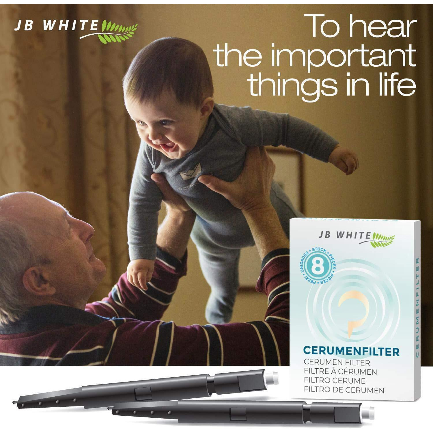 Jb White 32 Wax Filters For Hearing Aids Compatible With Phonak Cerustop Guards | Widex Nanocare | Oticon Prowax Minifit | Siemens Signia 3.0 | Resound | Hearing Aid Replacement Filter (32Pcs 1.3Mm)