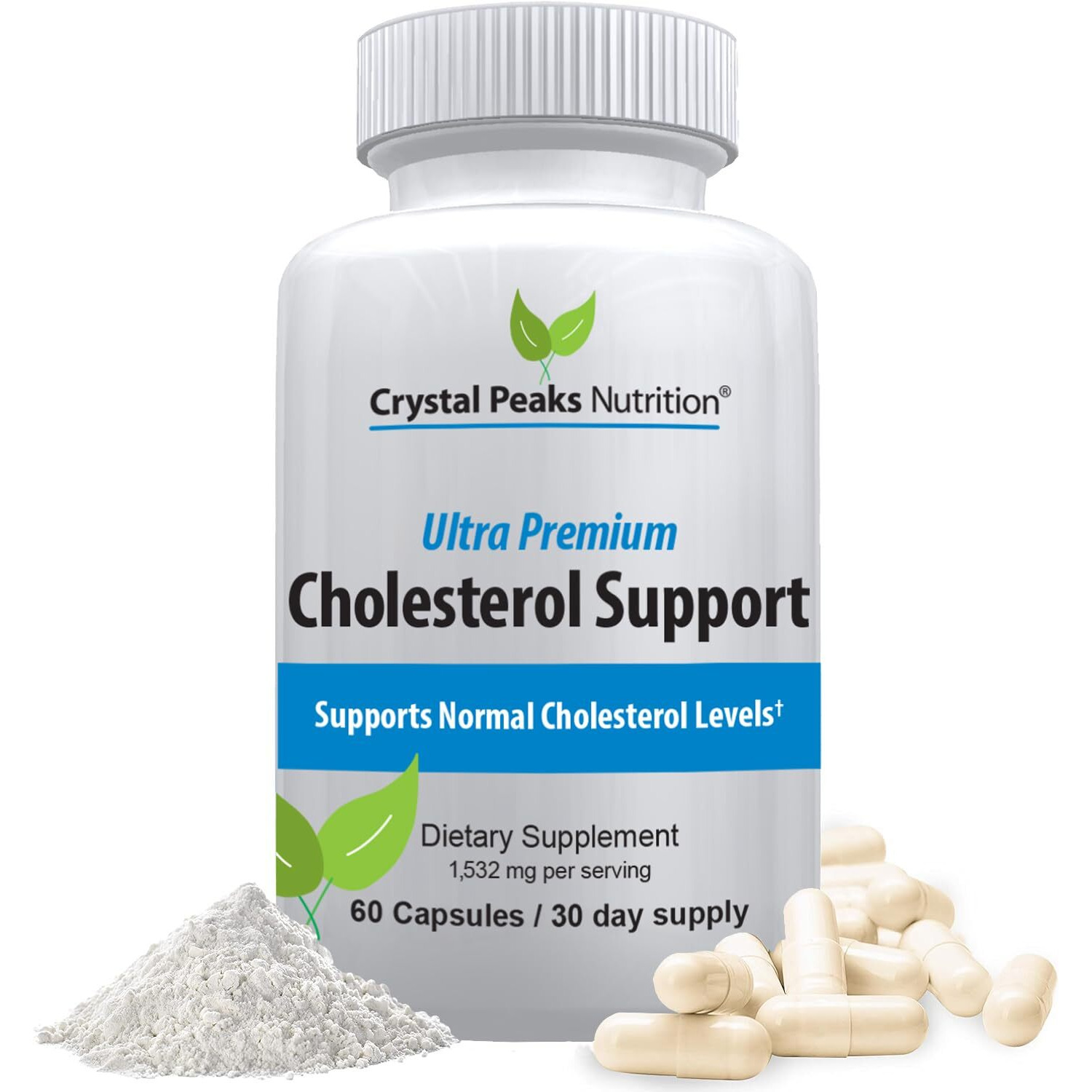 Crystal Peaks Nutrition Cholesterol Supplement - All-Natural Ingredients To Support Normal Colesterol Levels. Supports Optimal Circulation. 60 Capsules