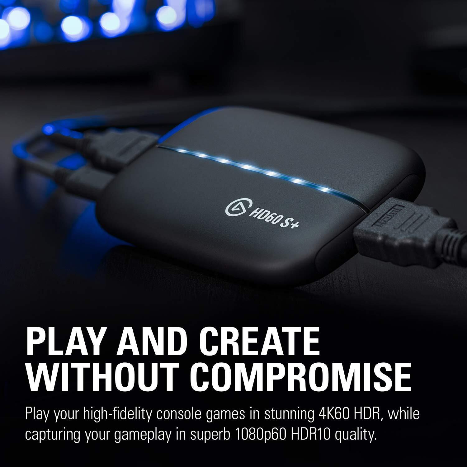 Elgato Hd60 S+, External Capture Card, Stream And Record In 1080P60 Hdr10 Or 4K60 Hdr10 With Ultra-Low Latency On Ps5, Ps4/Pro, Xbox Series X/S, Xbox One X/S, In Obs And More, Works With Pc And Mac