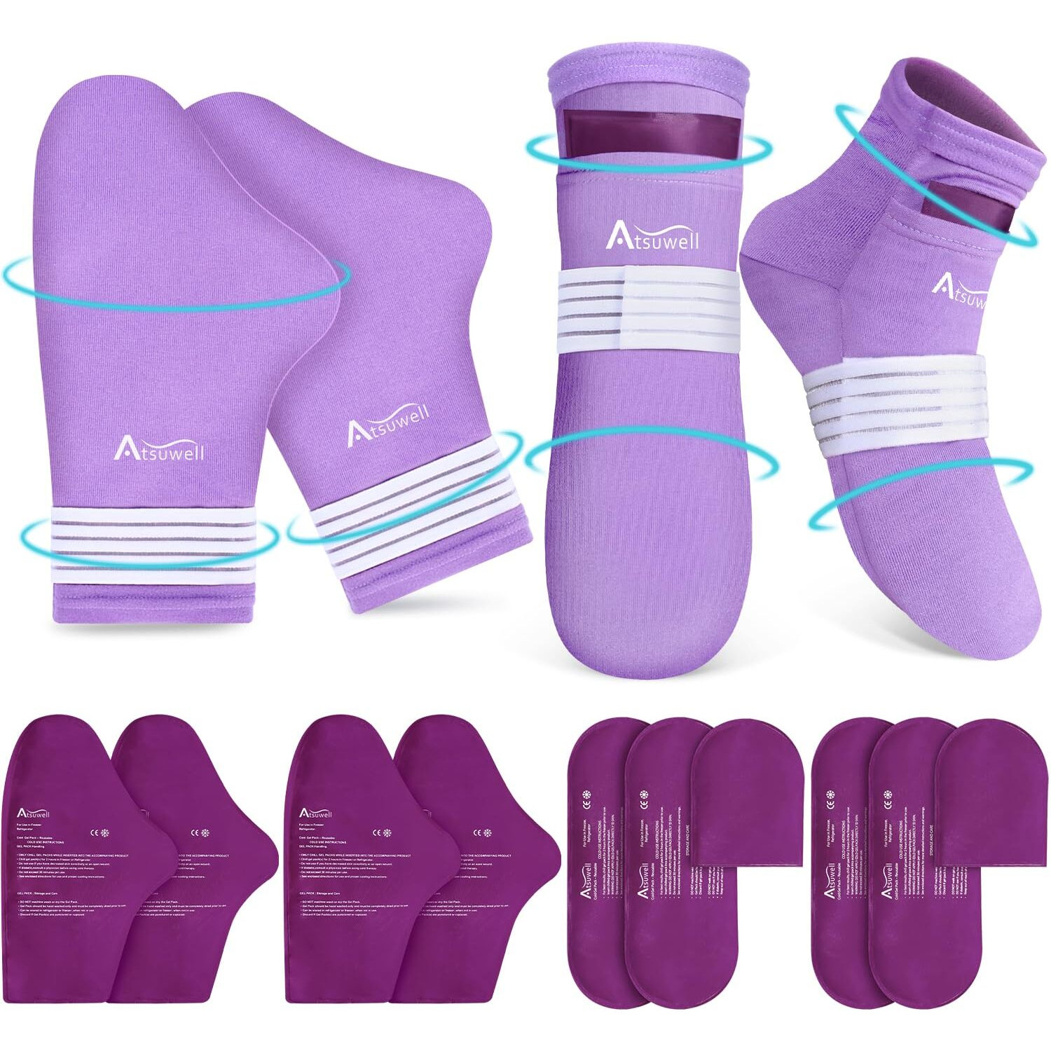 Atsuwell Foot Hand Ice Pack For Chemotherapy, Chemo Cold Gloves And Socks For Neuropathy, Cold Therapy Socks And Cold Gloves Comfort Items For Soothing Discomfort, Chemo Care Package Gift, L/Xl