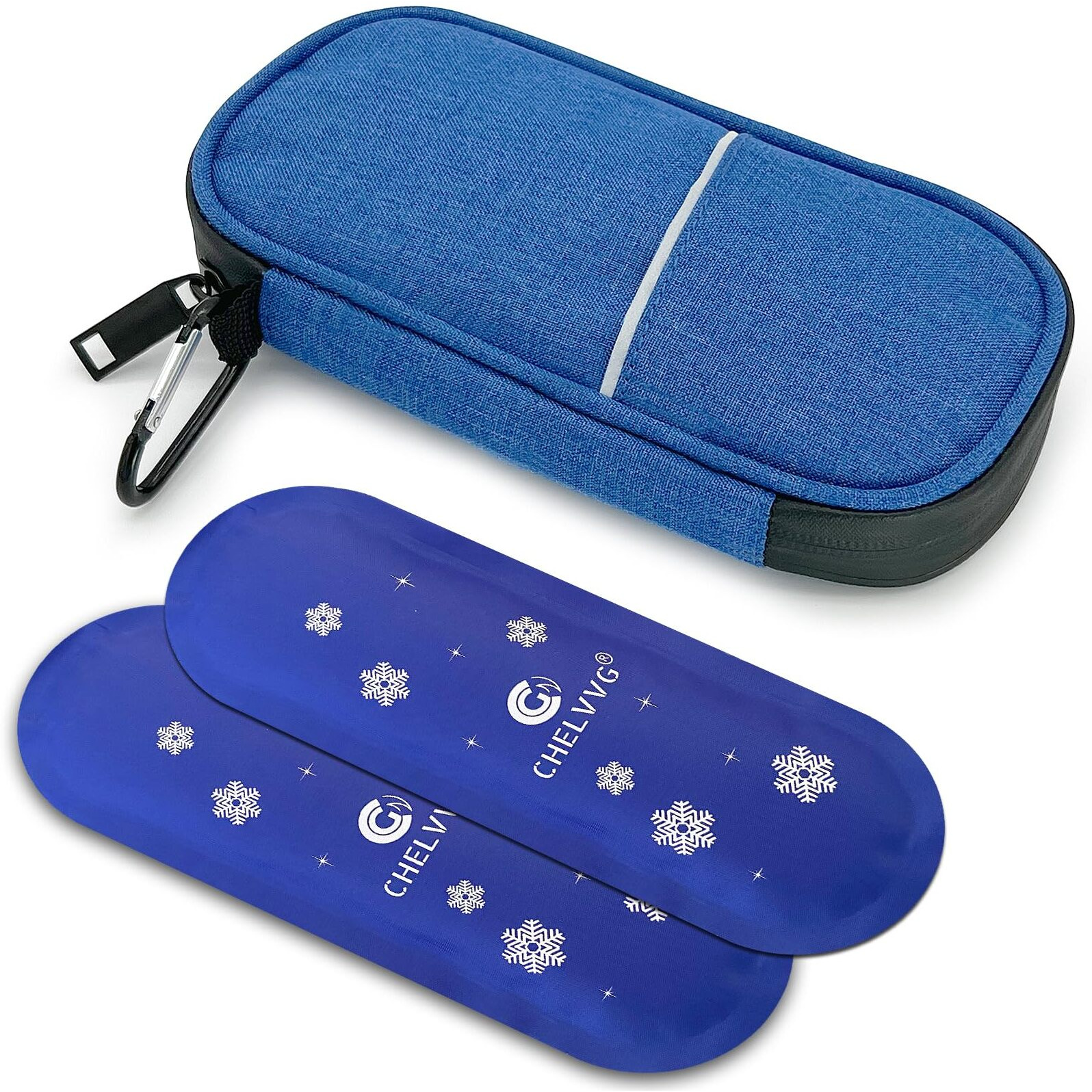 Chelvvg Insulin Cooler Travel Case, Diabetic Medication Organizer, Cooling Carrying Case For Insulin Pen, Epipens, Allergy Meds,Nasal Spray And Diabetic Supplies With 2 Tsa Approved Ice Packs (Blue)