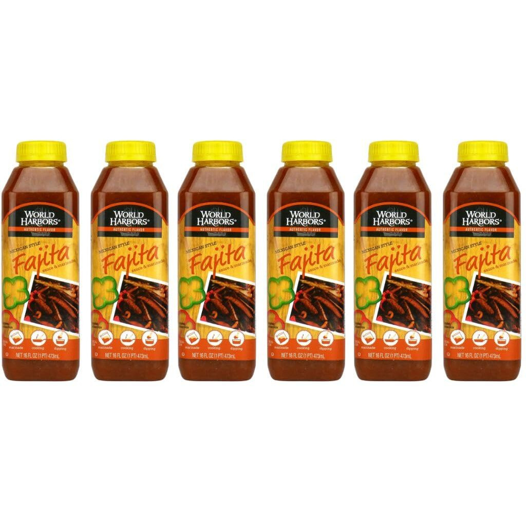 World Harbors Mexican Style Fajita Marinade, 16-Fl. Oz. Plastic Bottles (Pack Of 6)