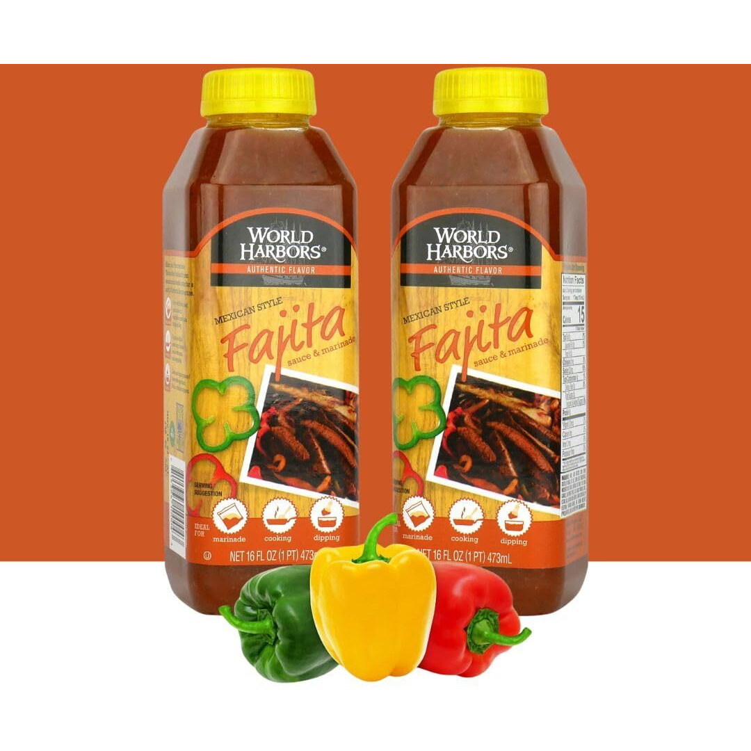 World Harbors Mexican Style Fajita Marinade, 16-Fl. Oz. Plastic Bottles (Pack Of 6)