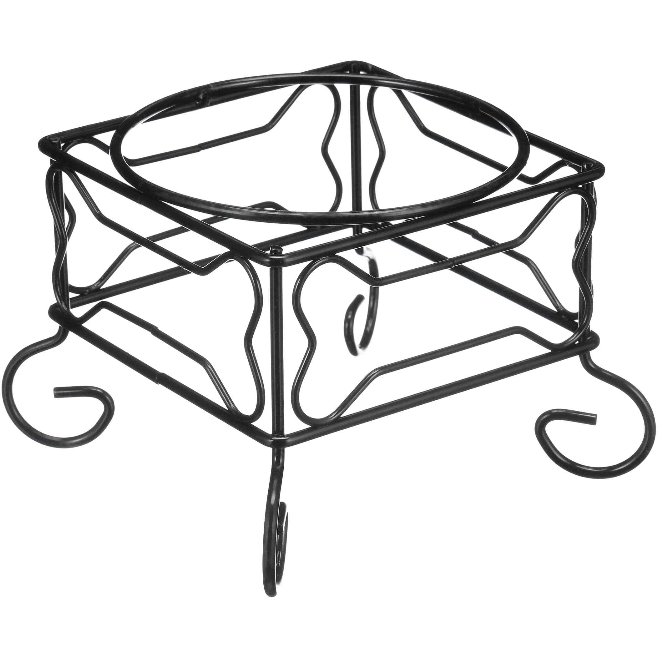 Wrought Iron Stand With Single Stainless Steel Bowl Size Medium (7"" H X 9.5"" W X 9.5"" D)