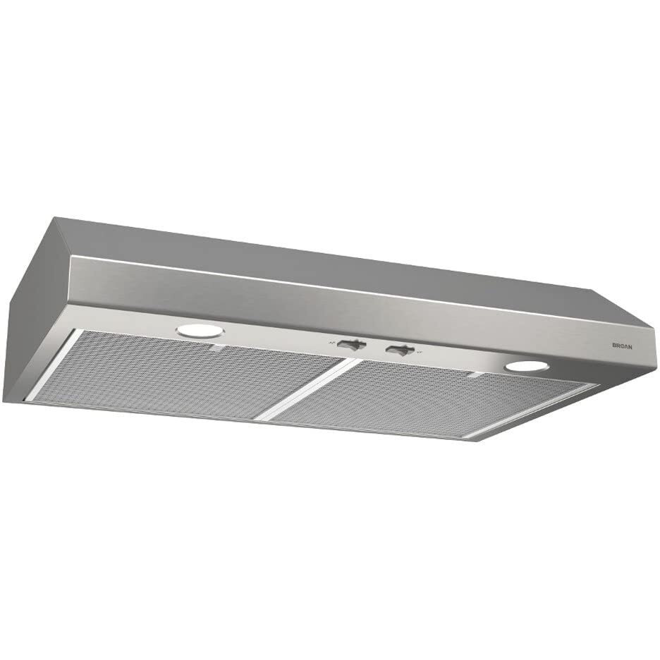 Broan-Nutone Bcsd130Ss Glacier Range Hood With Light, Exhaust Fan For Under Cabinet, Stainless Steel, 30-Inch, 300 Max Blower Cfm