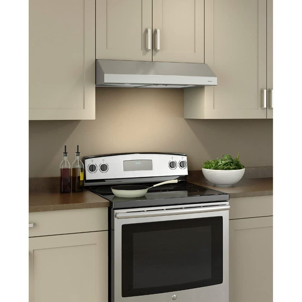 Broan-Nutone Bcsd130Ss Glacier Range Hood With Light, Exhaust Fan For Under Cabinet, Stainless Steel, 30-Inch, 300 Max Blower Cfm