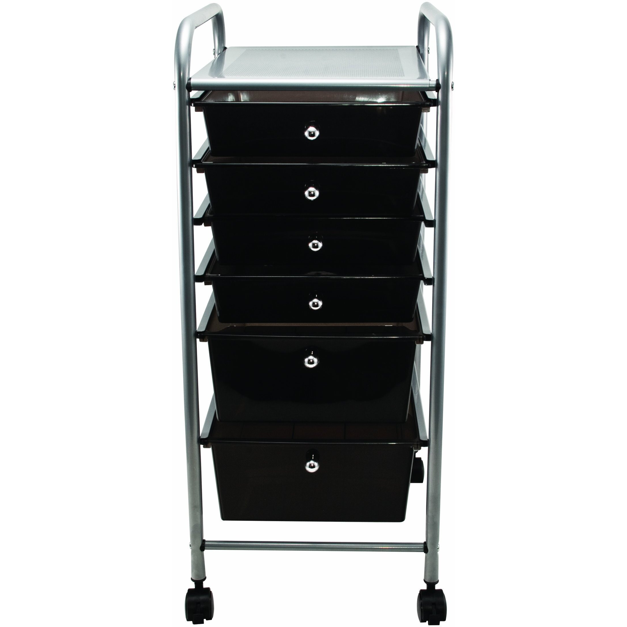 Advantus Portable Drawer Organizer, Metal, 1 Shelf, 6 Drawers, 13&quot&quot X 15.38&quot&quot X 32.13&quot&quot, Matte Gray/Smoke