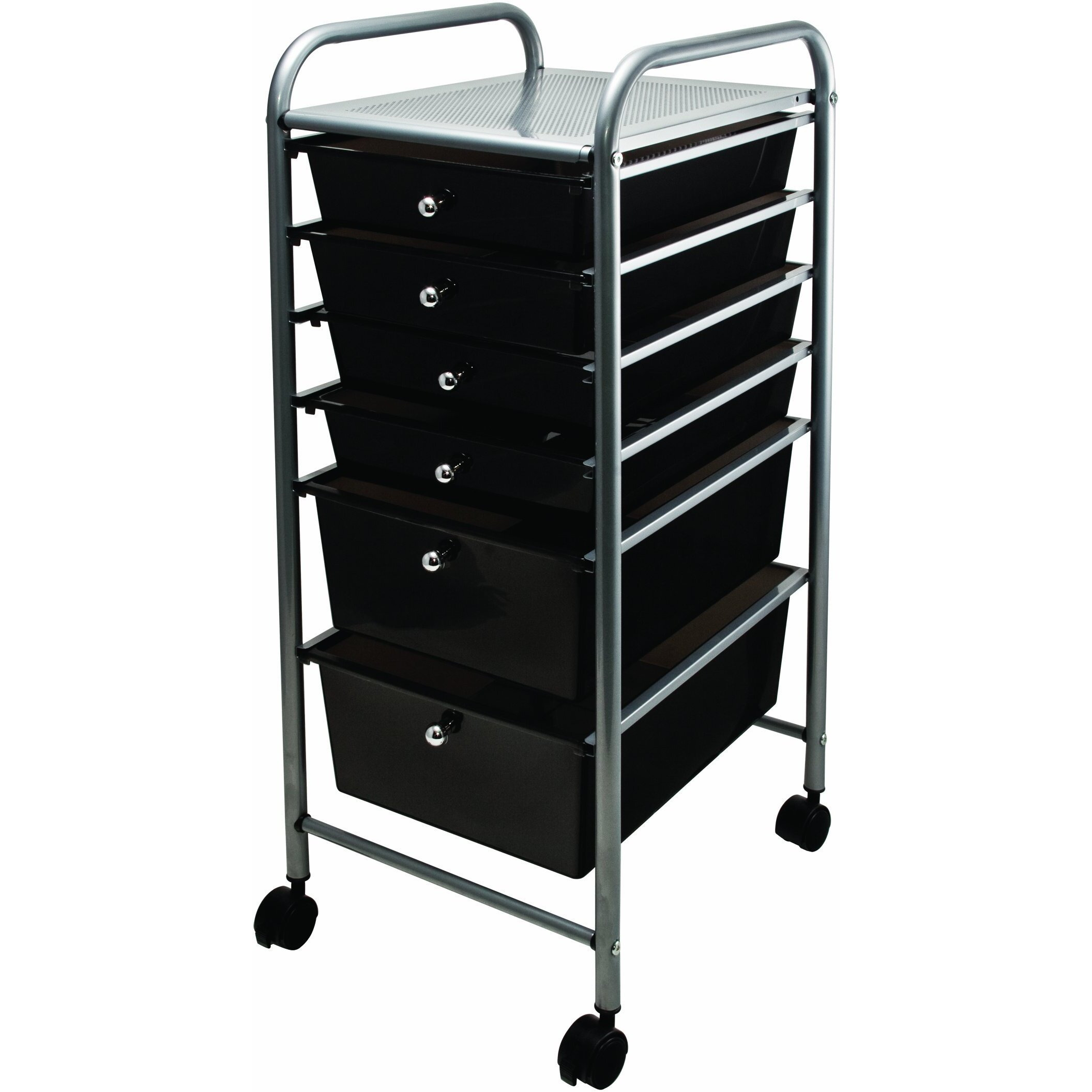 Advantus Portable Drawer Organizer, Metal, 1 Shelf, 6 Drawers, 13&quot&quot X 15.38&quot&quot X 32.13&quot&quot, Matte Gray/Smoke