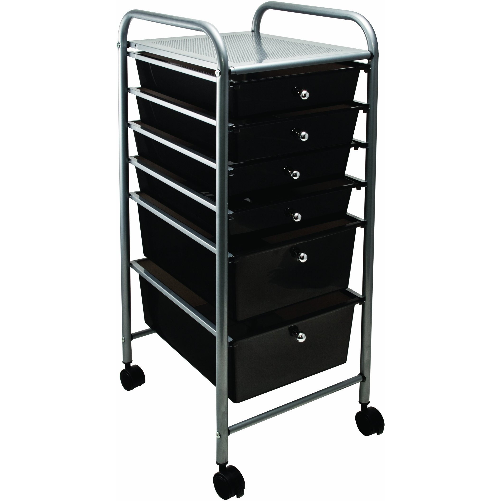 Advantus Portable Drawer Organizer, Metal, 1 Shelf, 6 Drawers, 13&quot&quot X 15.38&quot&quot X 32.13&quot&quot, Matte Gray/Smoke