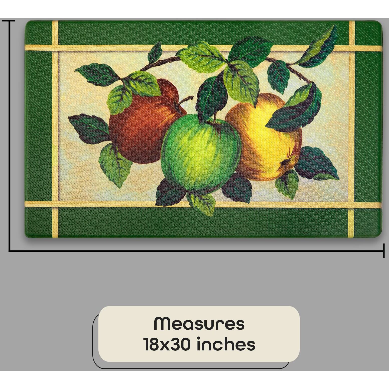 Anti-Fatigue Floor Comfort Mat - 18 X 30 Inch (Apple Orchard) - Waterproof Non-Slip Rug - Easy To Clean Cushioned Mat For Kitchen, Bathroom, Standing Desk & Office - Achim Home Decor Multi Color