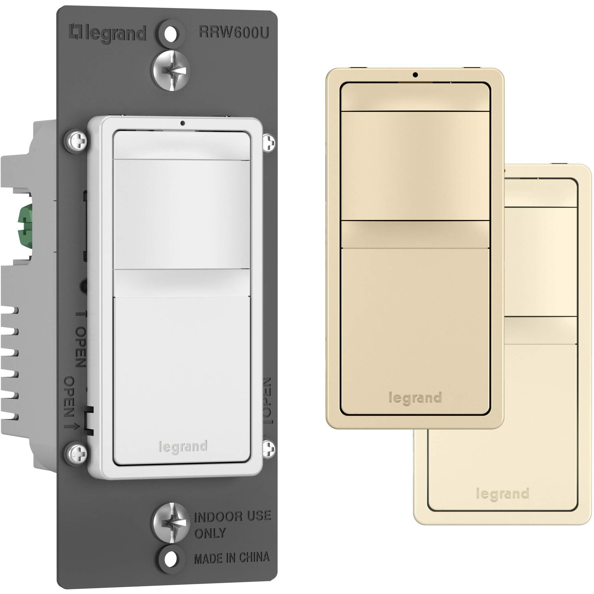 Legrand Radiant Rrw600Utcccv4 600W Occupancy Motion Sensor Light Switch, 180 Degree Coverage, Auto On/Auto Off, Single Pole, White/Light Almond/Ivory (1 Count)