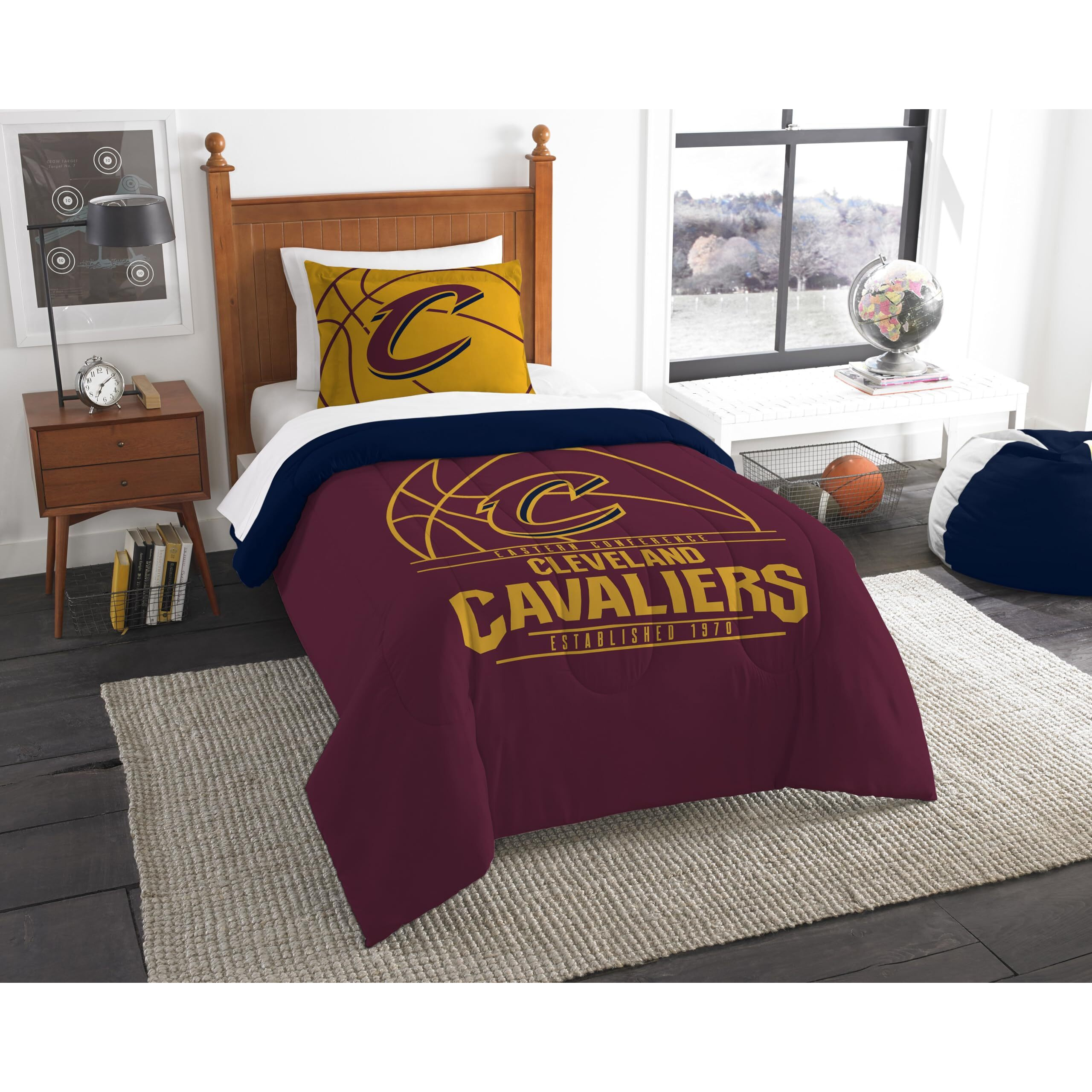 Northwest Nba Cleveland Cavaliers Unisex-Adult Comforter And Sham Set, Twin, Reverse Slam