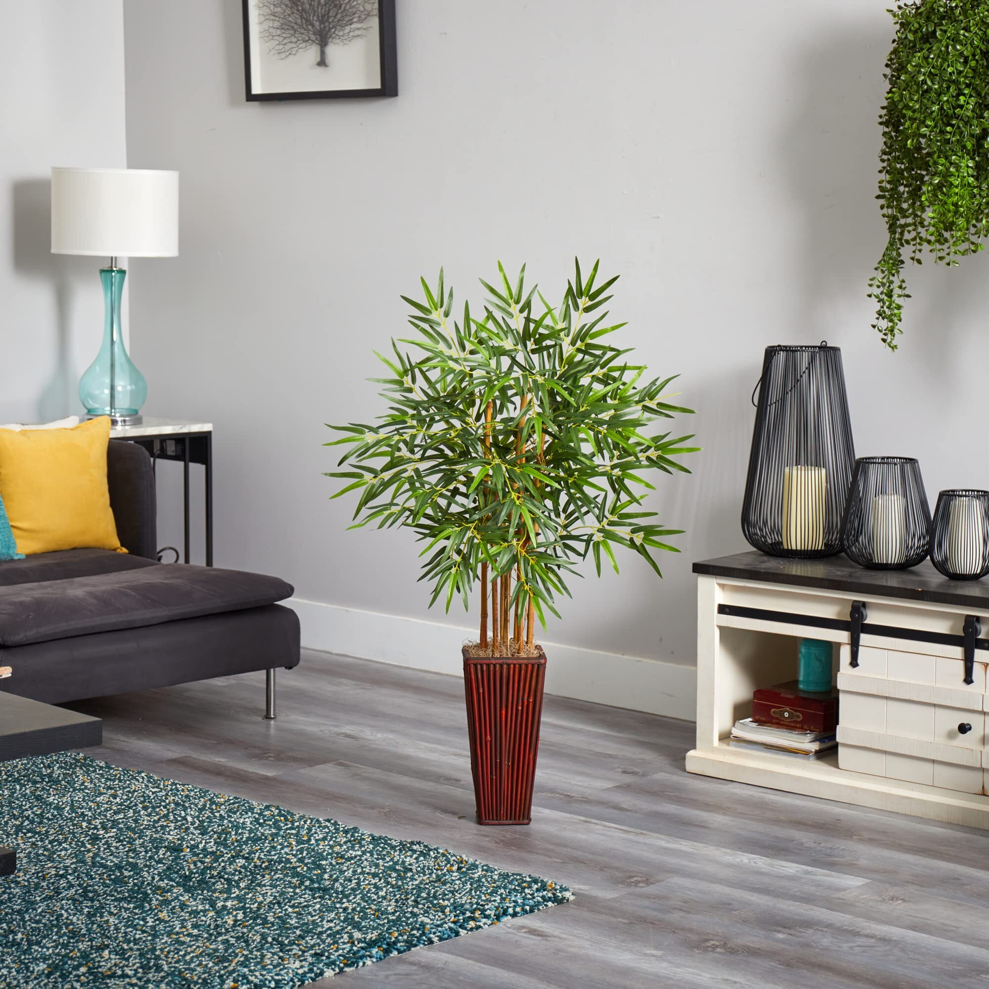 Nearly Natural 4Ft. Bamboo With Decorative Planter