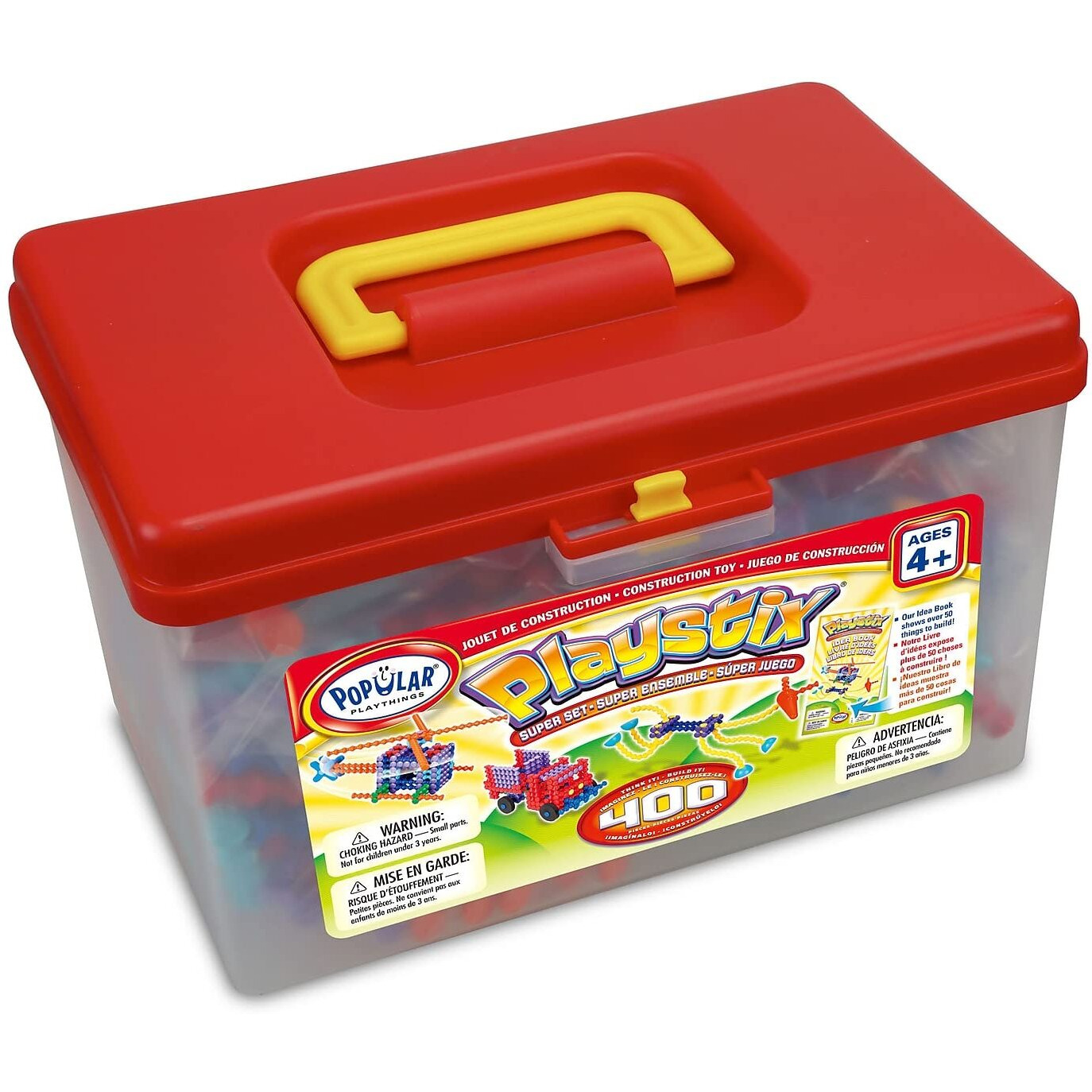 Popular Playthings Playstix Super Set Construction Toy Building Blocks 400 Piece Stem Kit (90004)